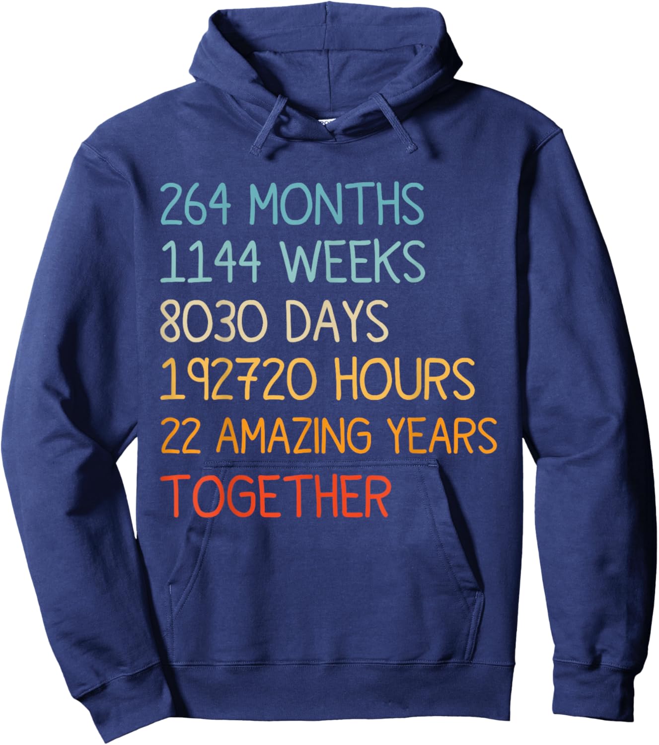 22 Years Together Husband & Wife 22 Year Wedding Anniversary Hoodie - Hoodie | Navy