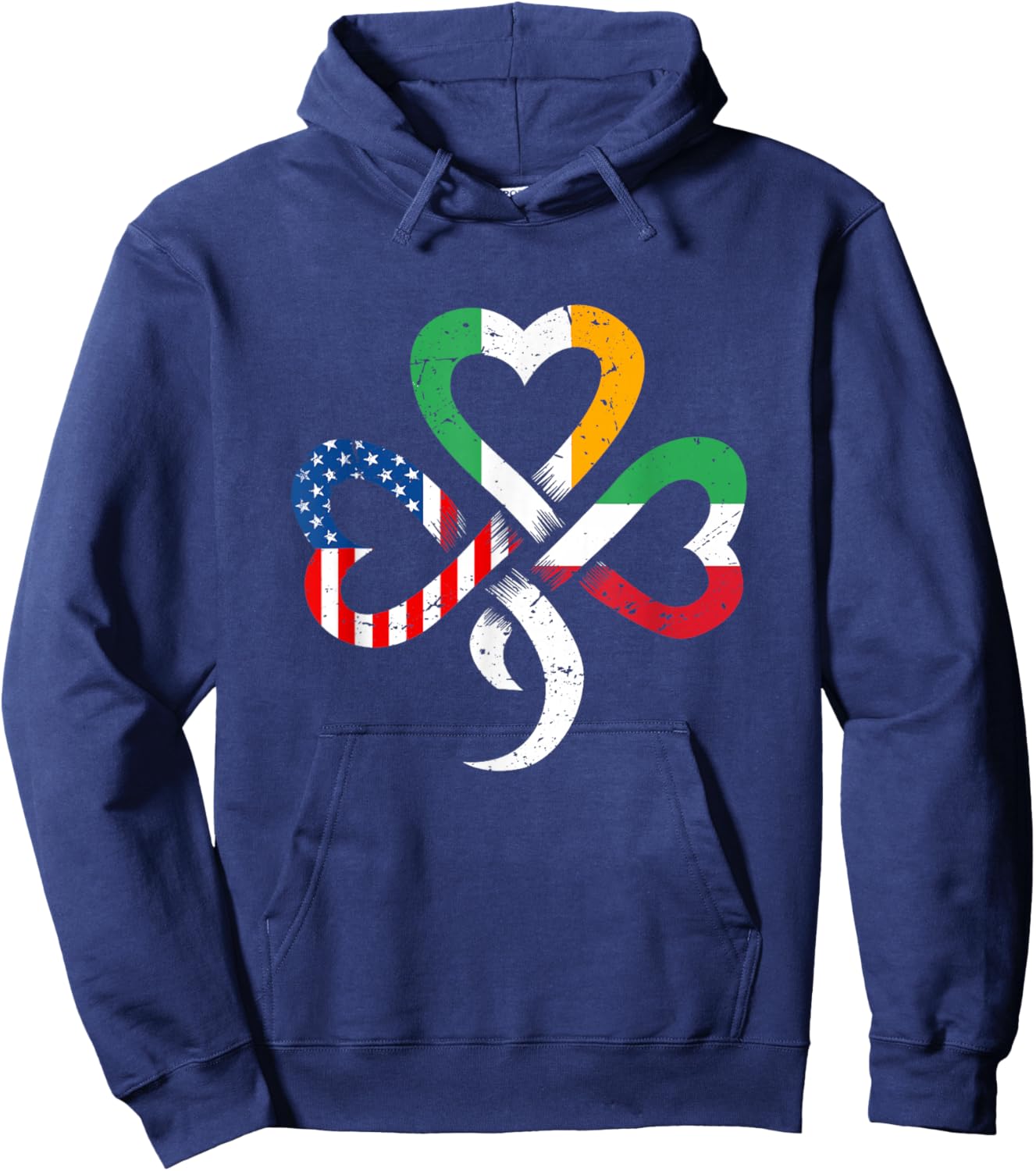 Irish Italian American Flag Ireland Italy Celtic Shamrock Hoodie - Hoodie | Navy