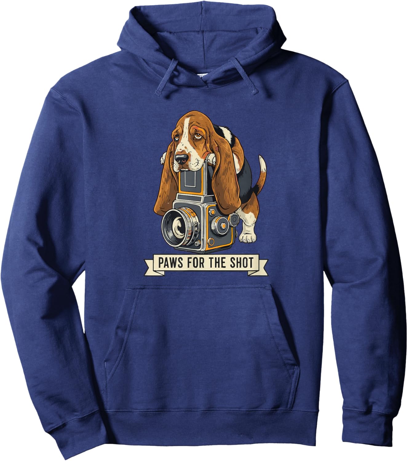 Cute Basset Hound Photography Paws for The Shot Pun Photo Hoodie - Hoodie | Navy