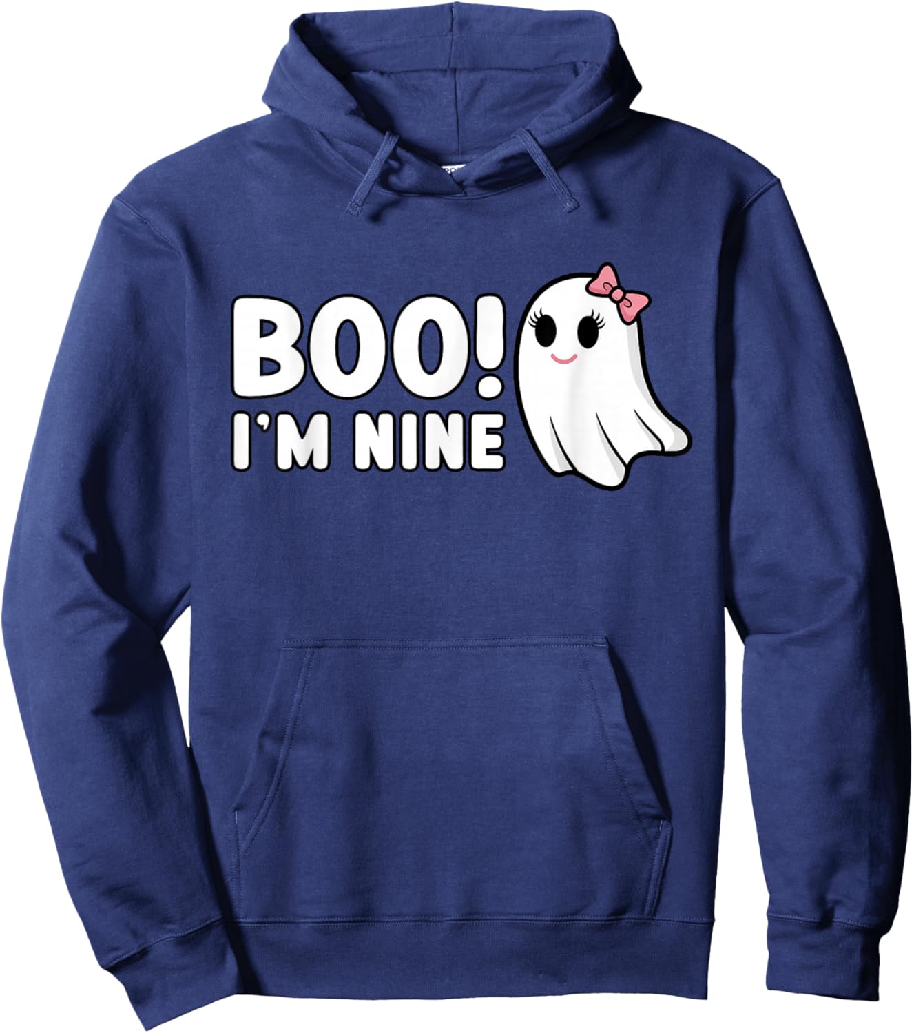 Boo Im Nine Cute 9 Year Old Girl Ghost Halloween Birthday Hoodie - Hoodie | Navy
