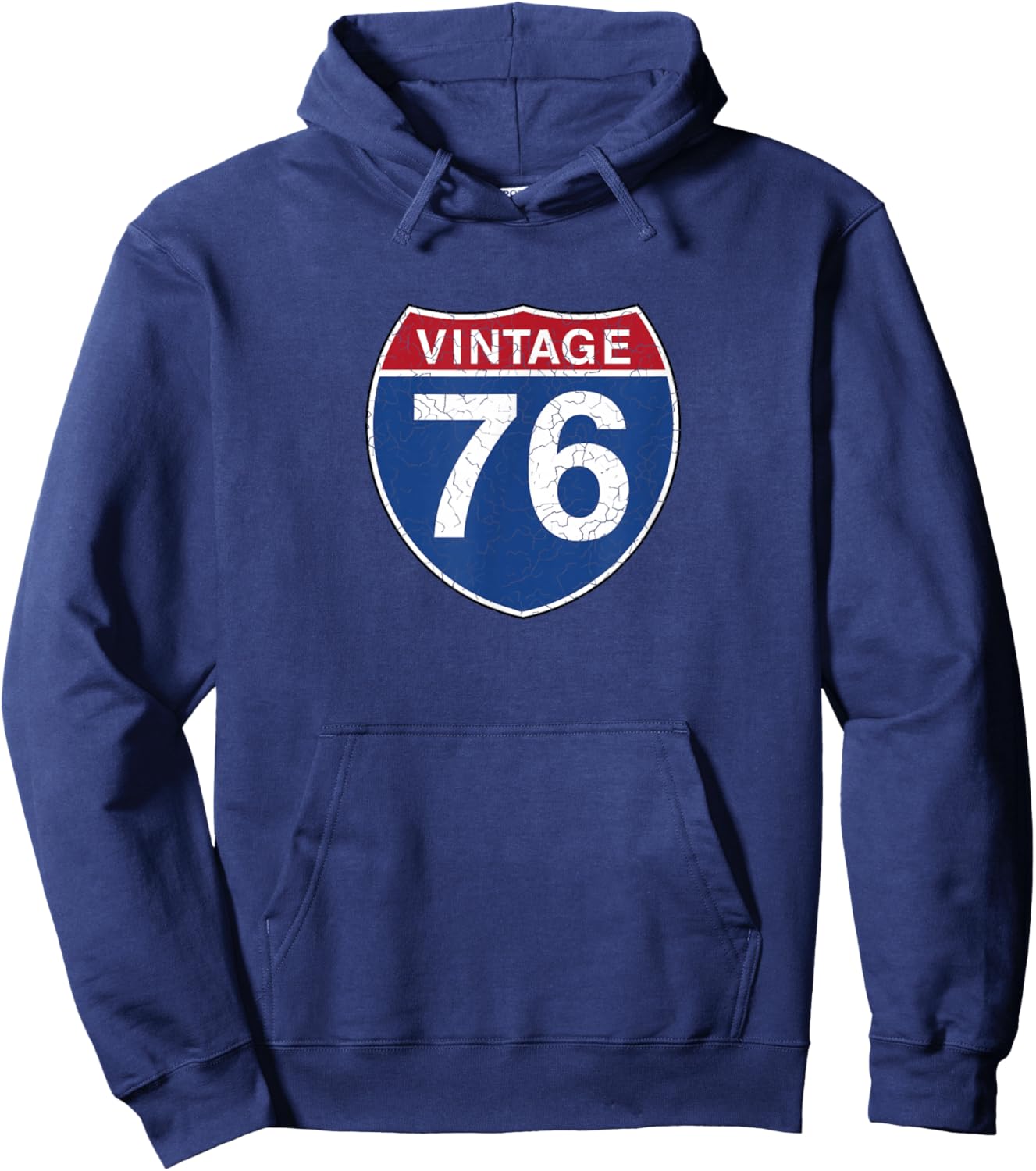 76 Vintage 50th Birthday Gift Ideas 1976 Road Sign Hoodie - Hoodie | Navy