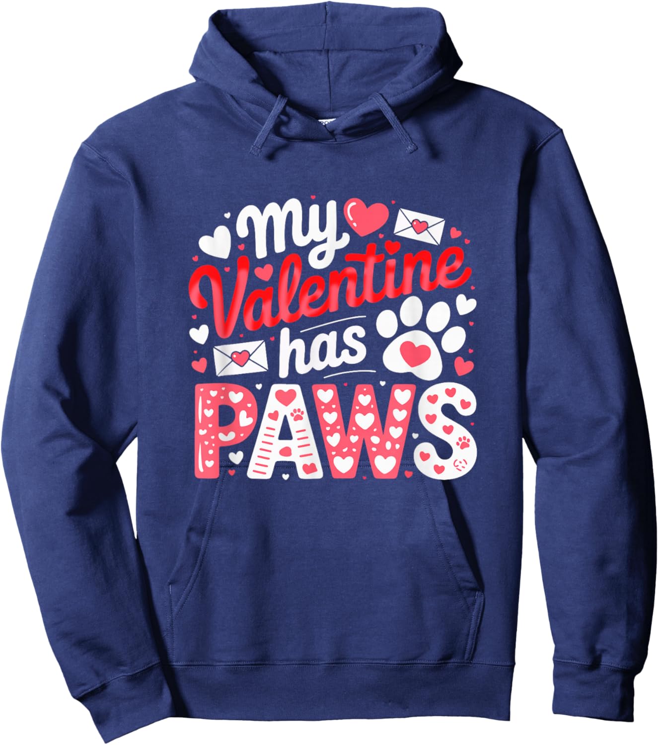 My Valentine Has Paws Matching Dog Cat Owner Lover Family Hoodie - Hoodie | Navy