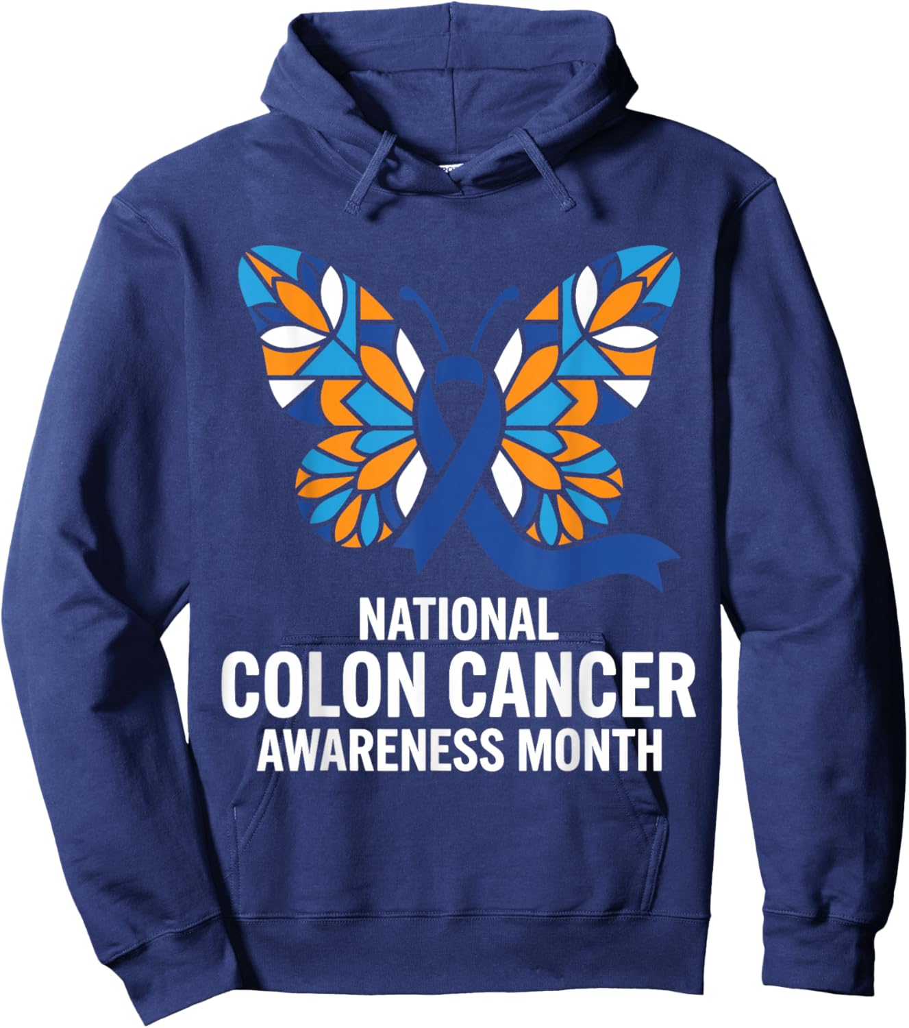 National Colon Cancer Awareness Month Blue Ribbon Men Women Hoodie - Hoodie | Navy
