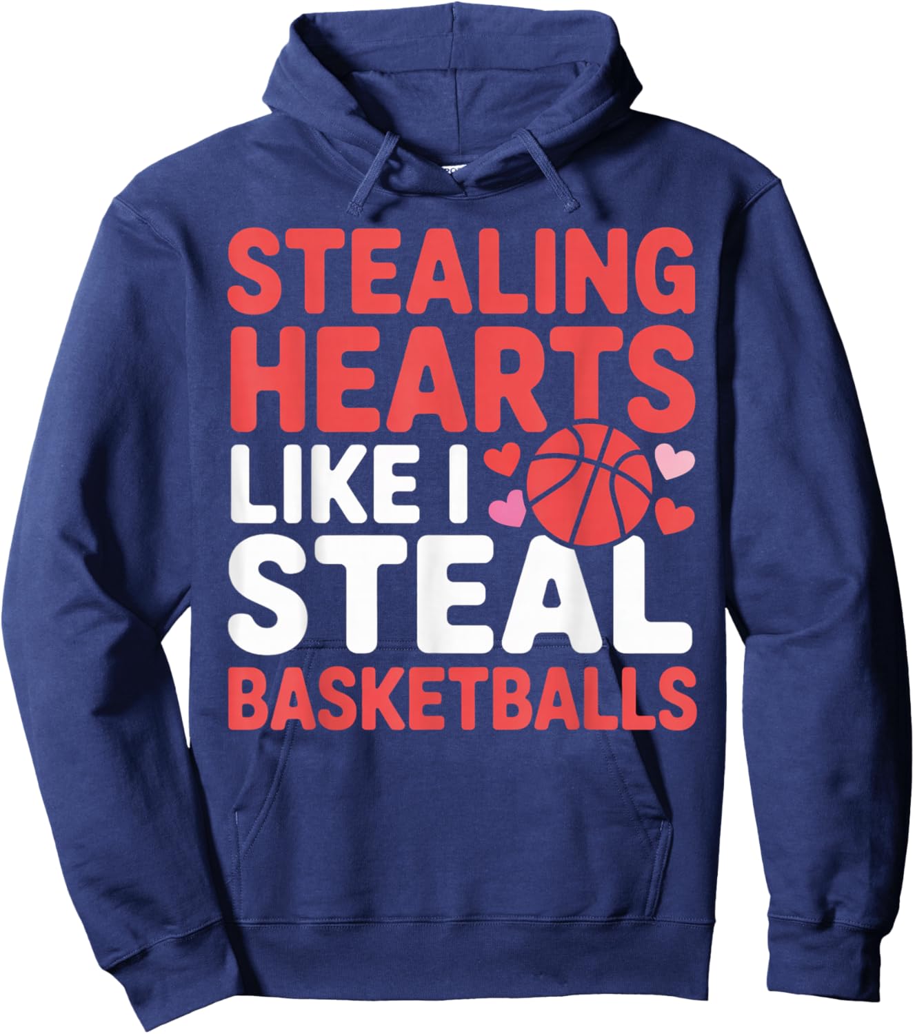 Funny Stealing Hearts Steal Basketballs Kids Valentine Hoodie - Hoodie | Navy