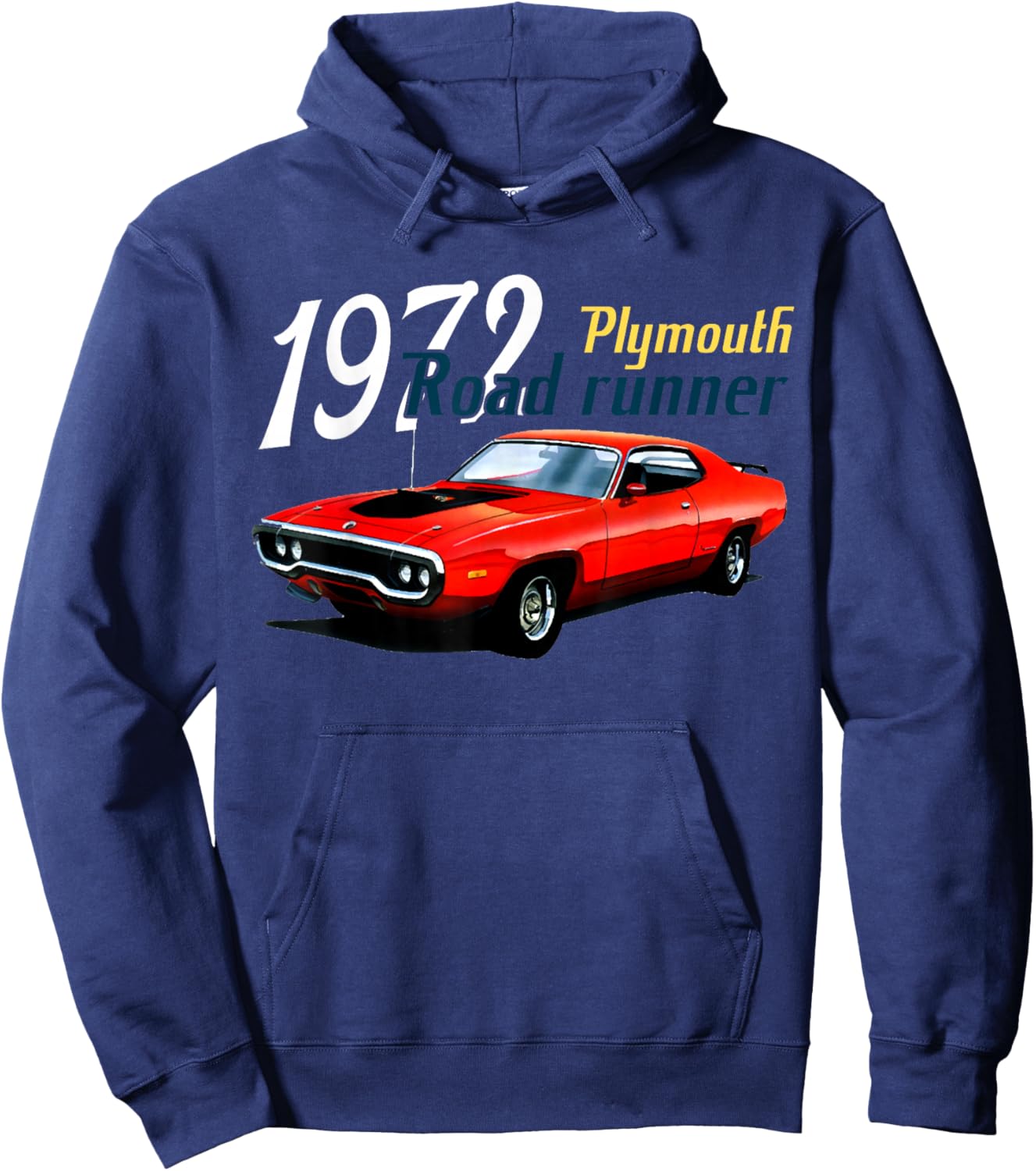 1972 72 Roadrunner Red Classic Vintage Old Car USA Flag Hoodie - Hoodie | Navy