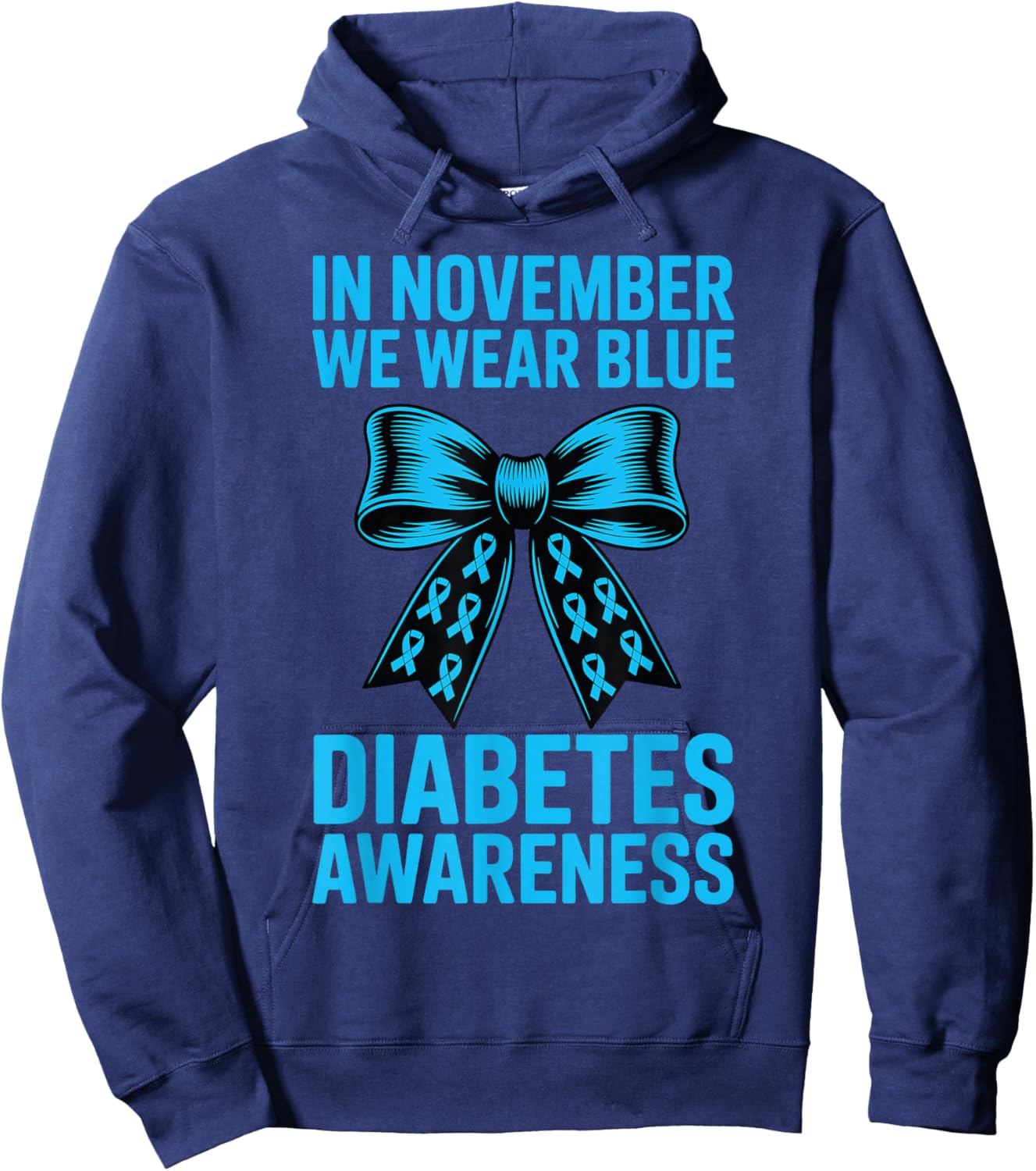 Diabetes Awareness Coquette Bow in November We Wear Blue Hoodie - Hoodie | Navy