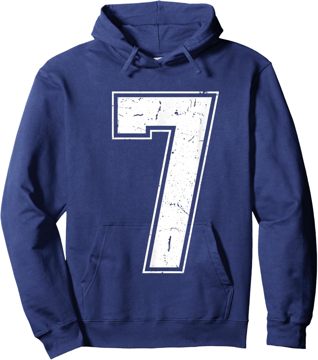 Number 7 Matching Costume 67 Meme Costume Distressed Retro Hoodie - Hoodie | Navy