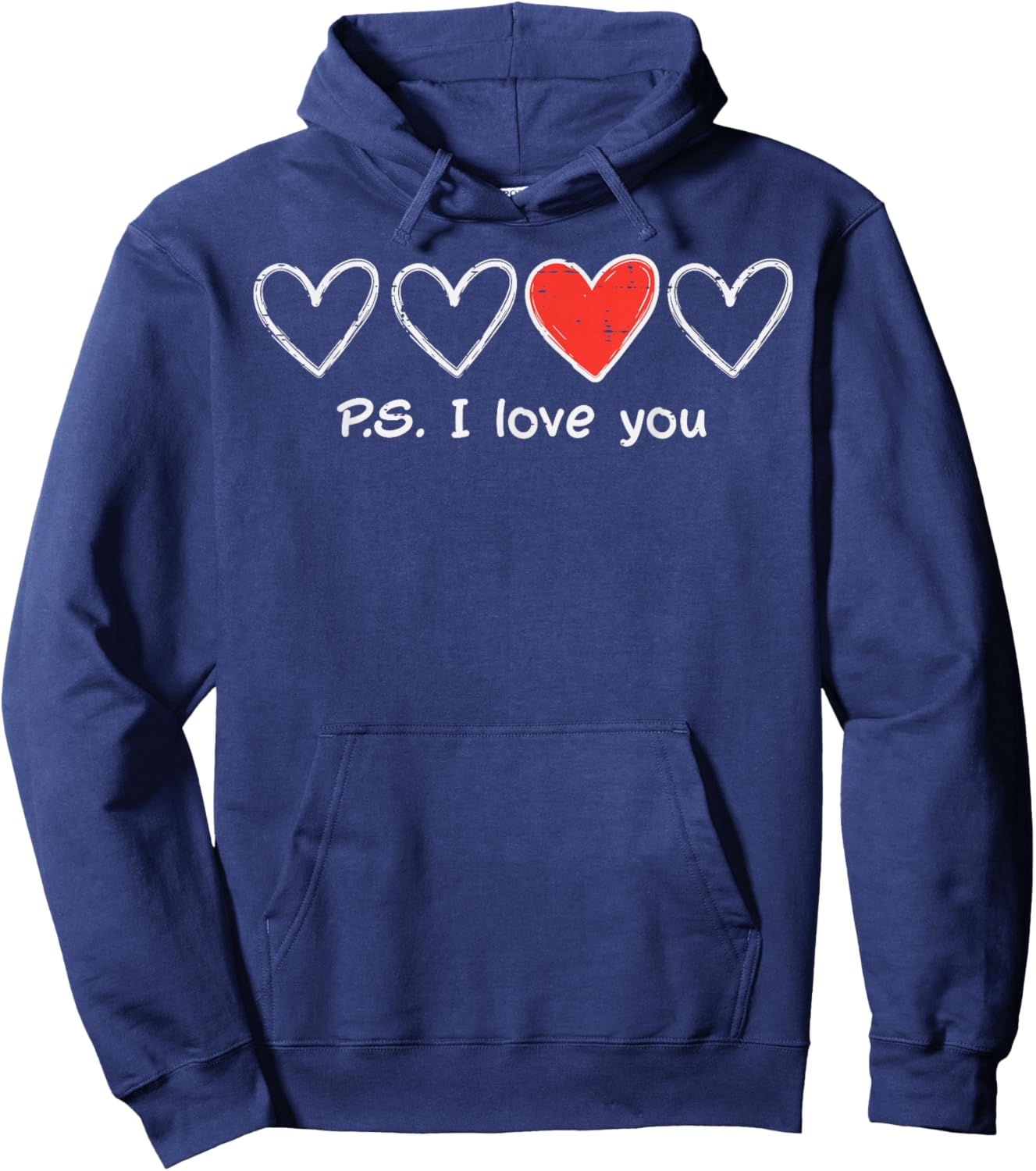 Valentines Day Hearts PS I Love You Cute Women Girls Kid Men Hoodie - Hoodie | Navy