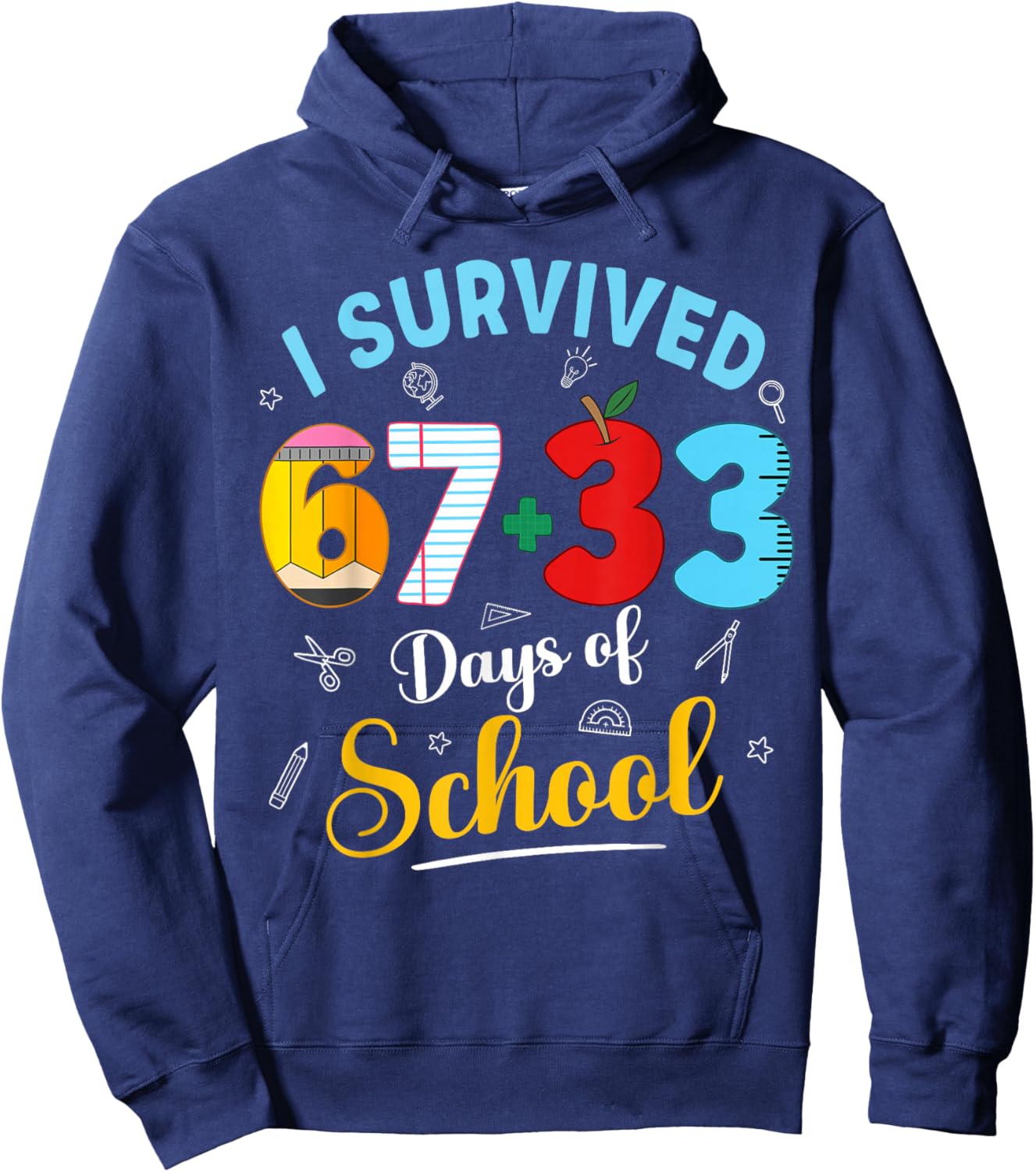 I Survived 100 Days of School 67 33 Days of School Boys Kids Hoodie - Hoodie | Navy