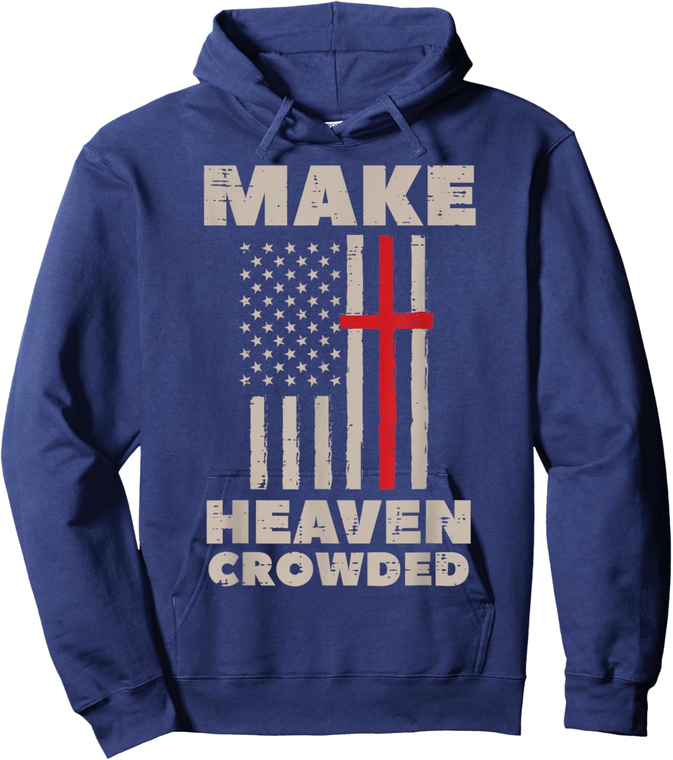 Heaven US Flag Patriotic Christian Religious God Jesus Hoodie - Hoodie | Navy
