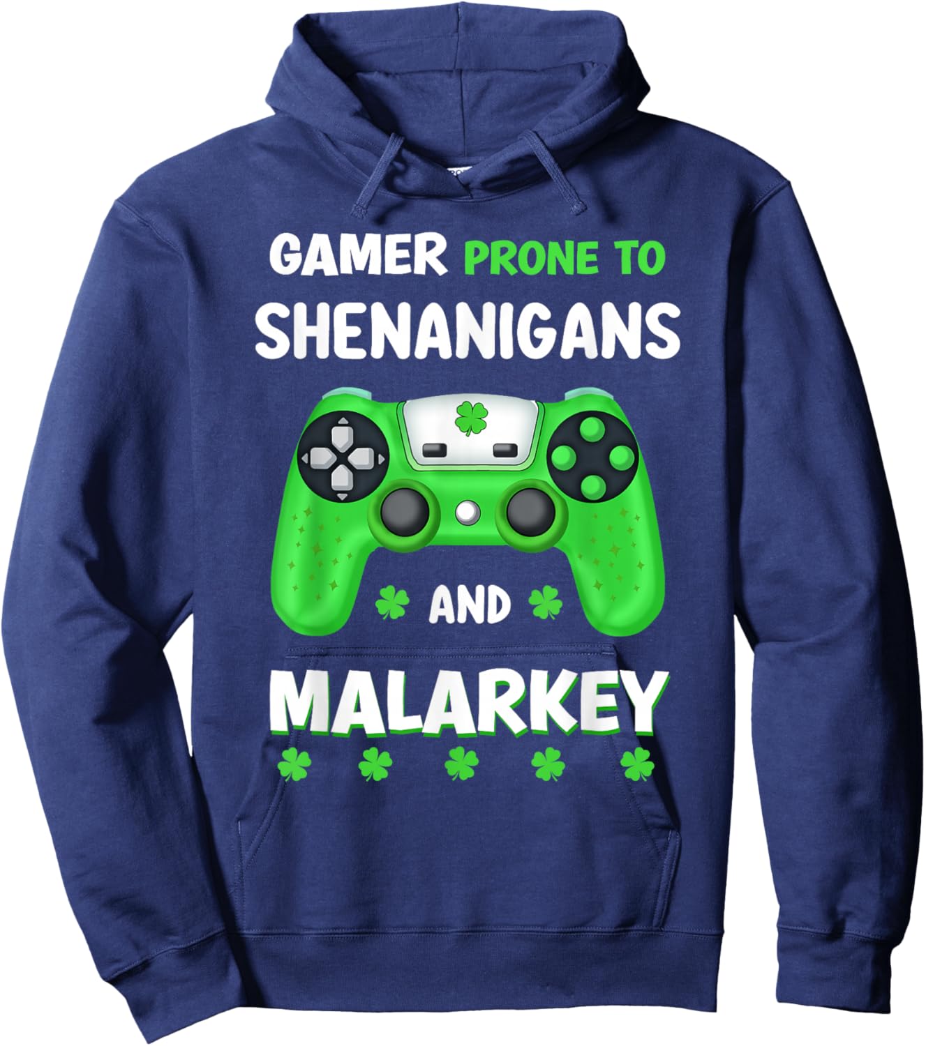 St Patricks Day Shamrock Gaming Shenanigans Irish Boys Men Hoodie - Hoodie | Navy