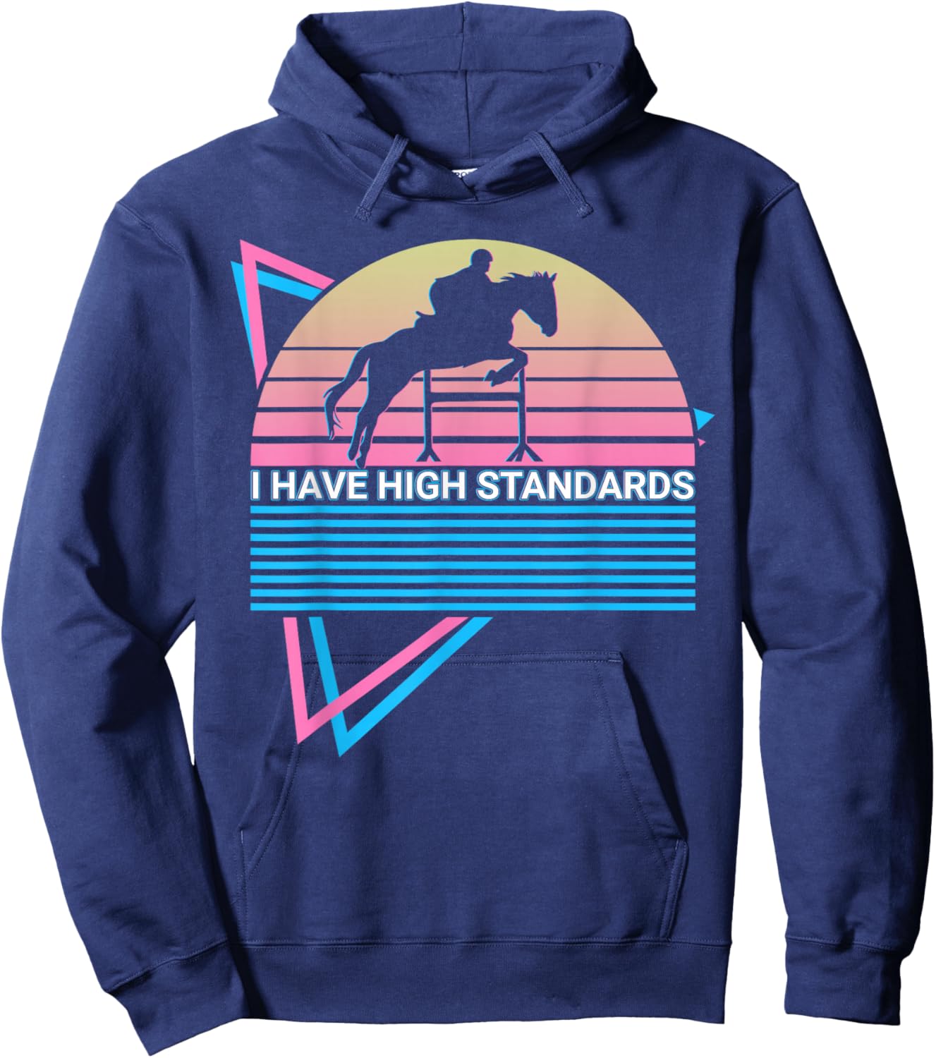Funny Horse Retro I Have High Standards Hoodie - Hoodie | Navy