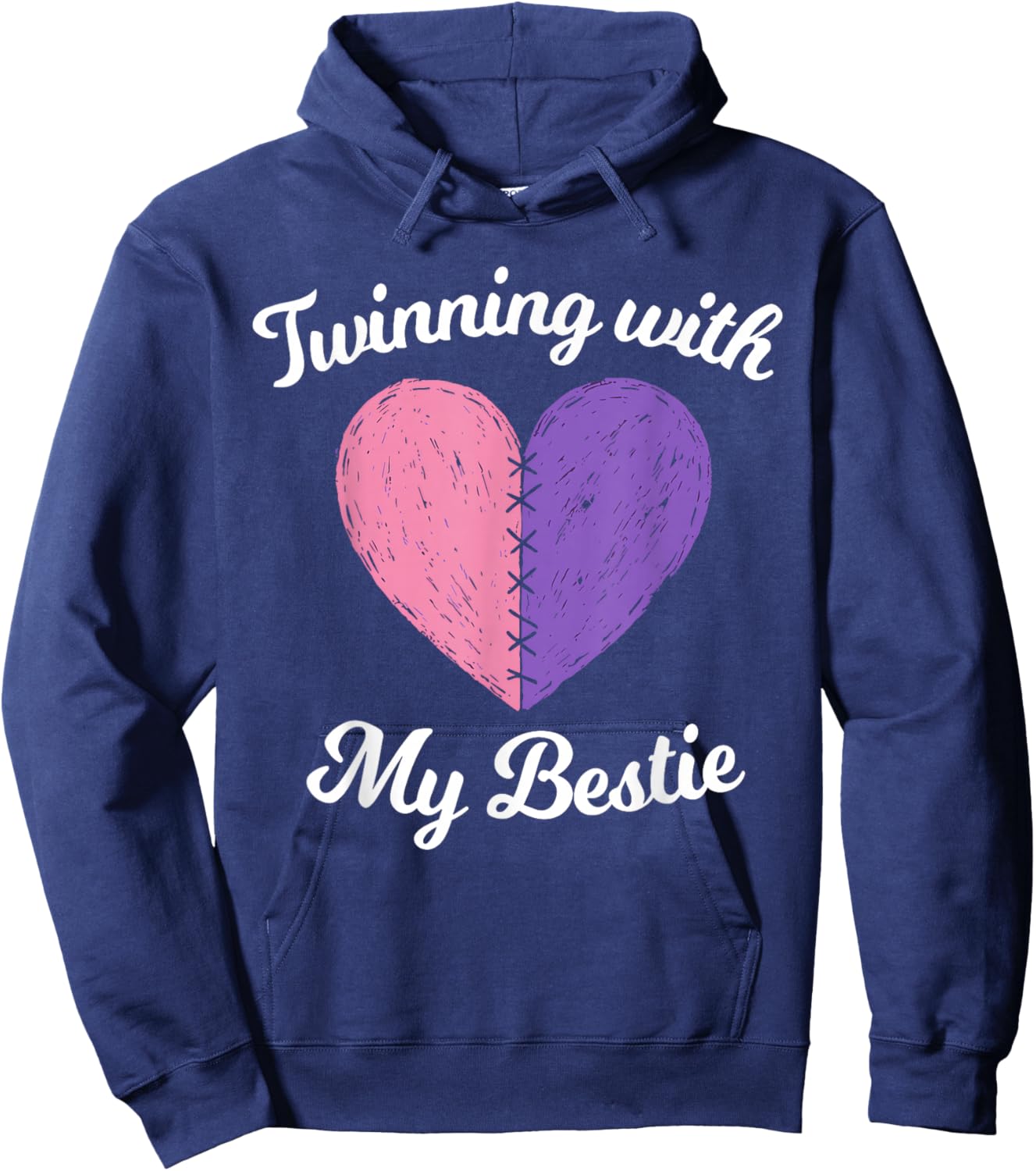 Twinning with My Bestie Matching Twins Day Heart Hoodie - Hoodie | Navy