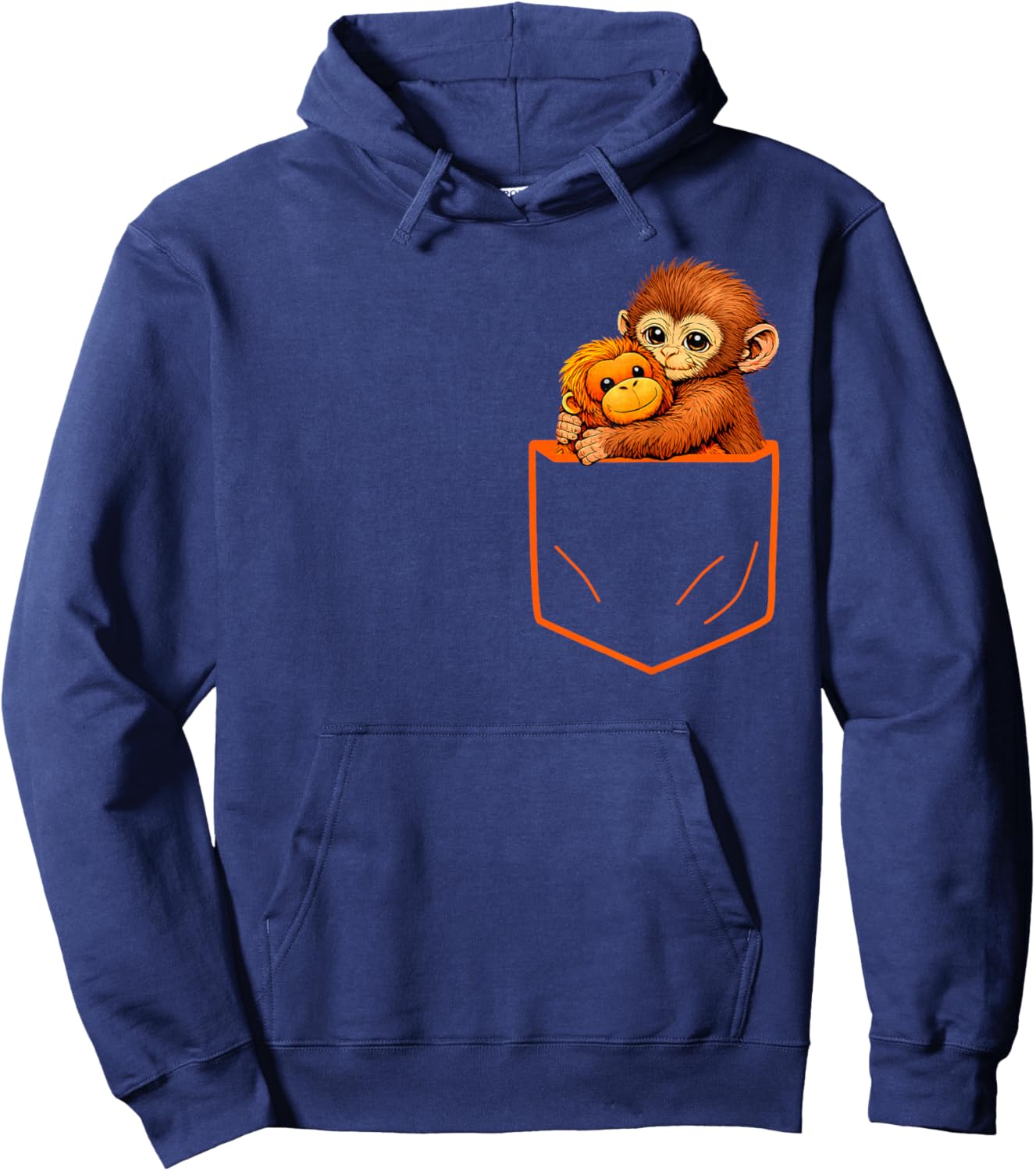 Baby Monkey Punch Orange Pocket Hoodie - Hoodie | Navy