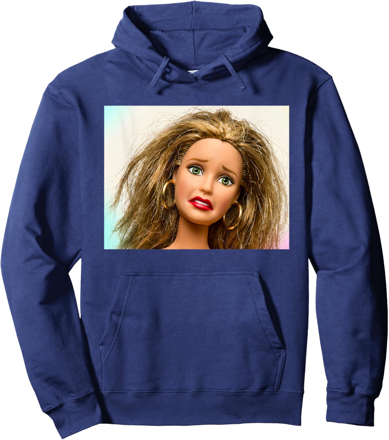 Retro Doll Face Meme Dolls Plastic Digusting Doll Face Meme Hoodie - Hoodie | Navy