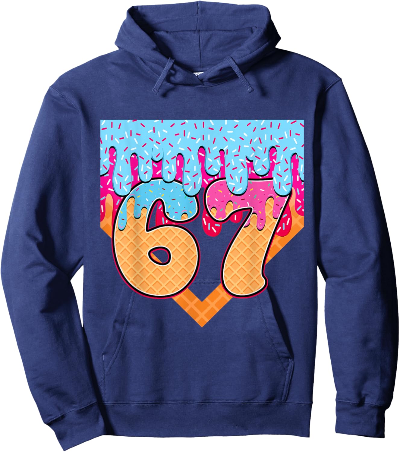 67 Ice Cream Drip Meme Six Seven Gen Alpha Slang Hoodie - Hoodie | Navy