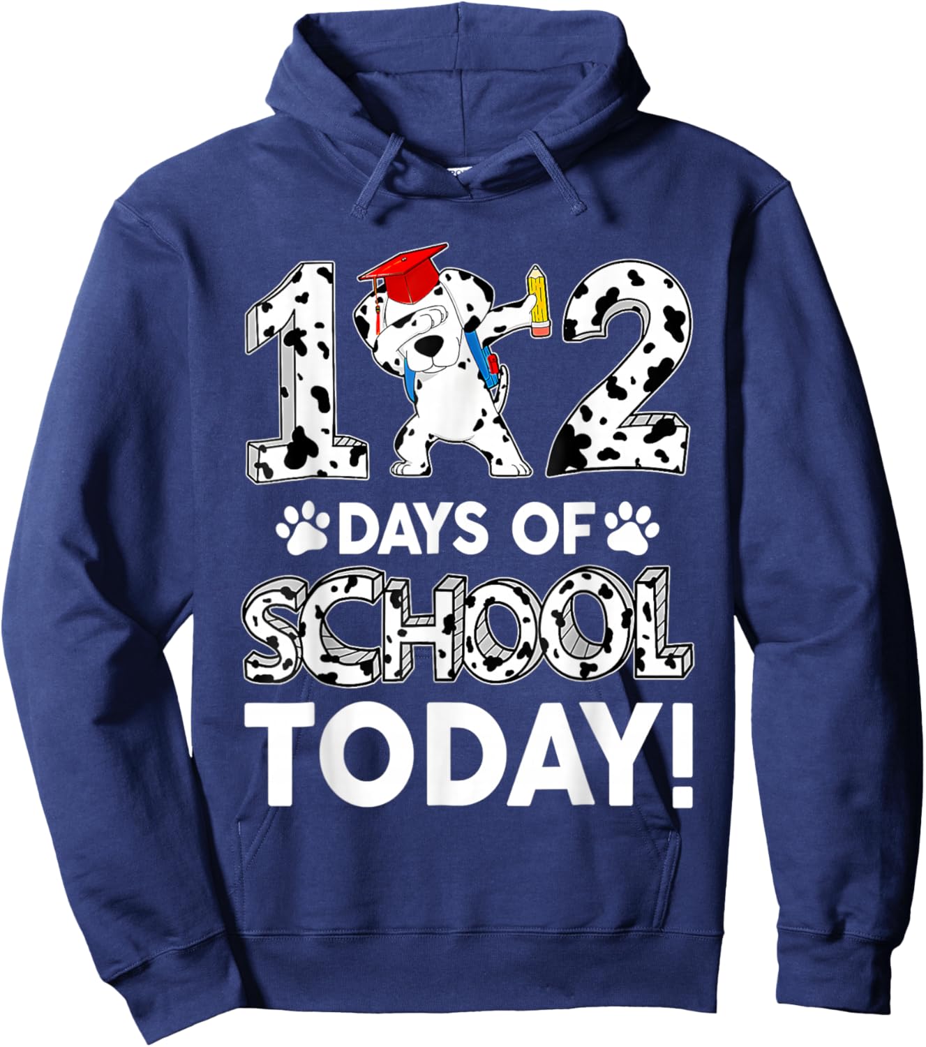Happy 102 Days School 100 Days Cute Dog Lover Teacher Kids Hoodie - Hoodie | Navy