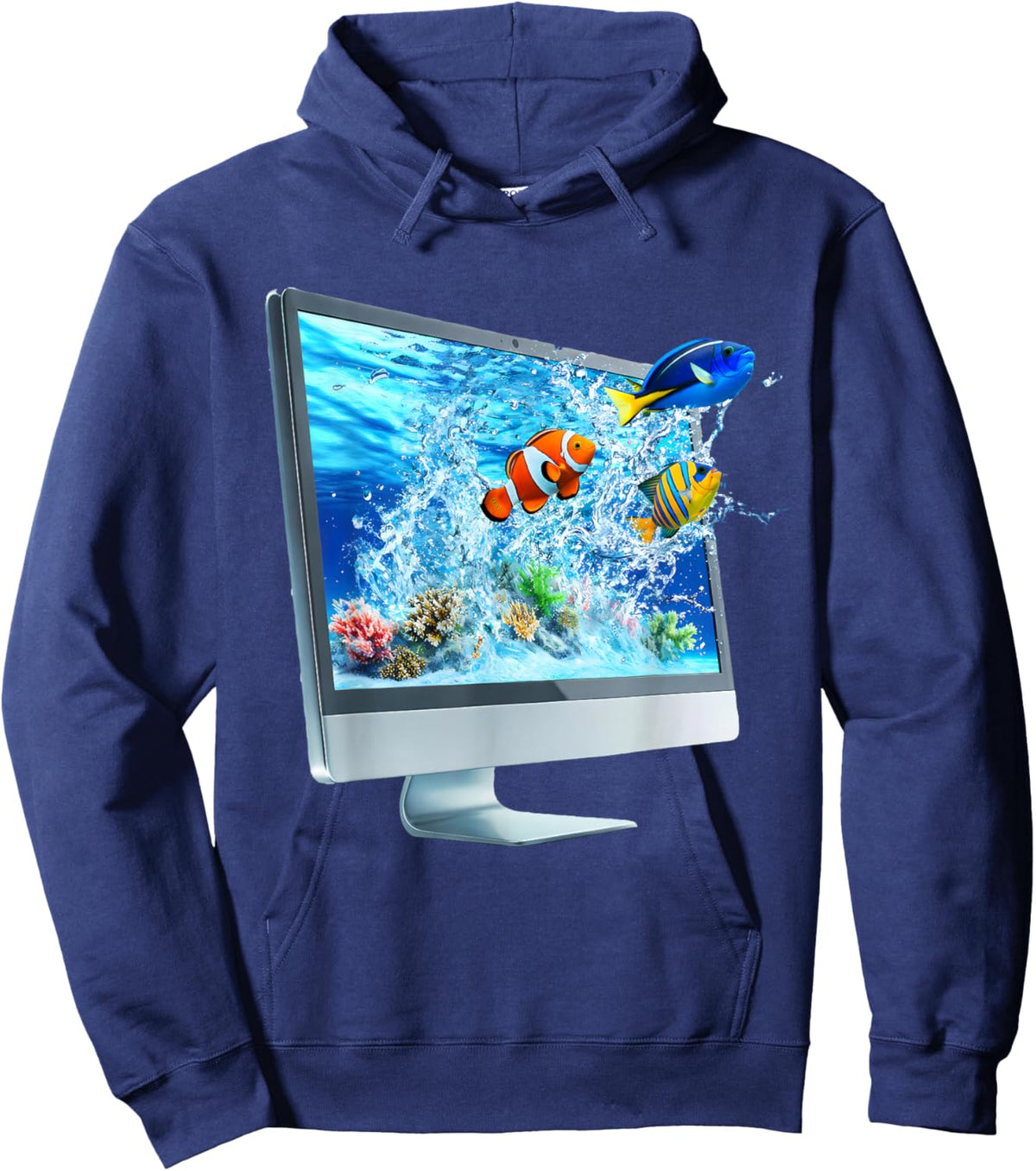 Frutiger Aero Fish Hoodie - Hoodie | Navy