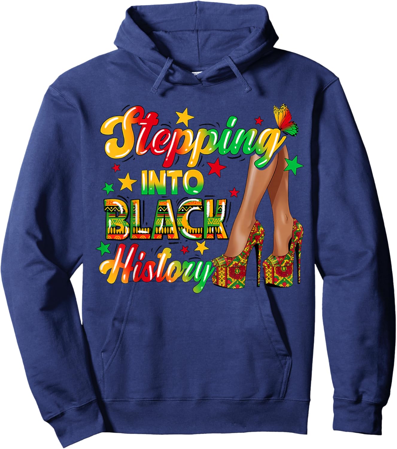 Steppin' Into Black History Month High Heels Women Girls Hoodie - Hoodie | Navy