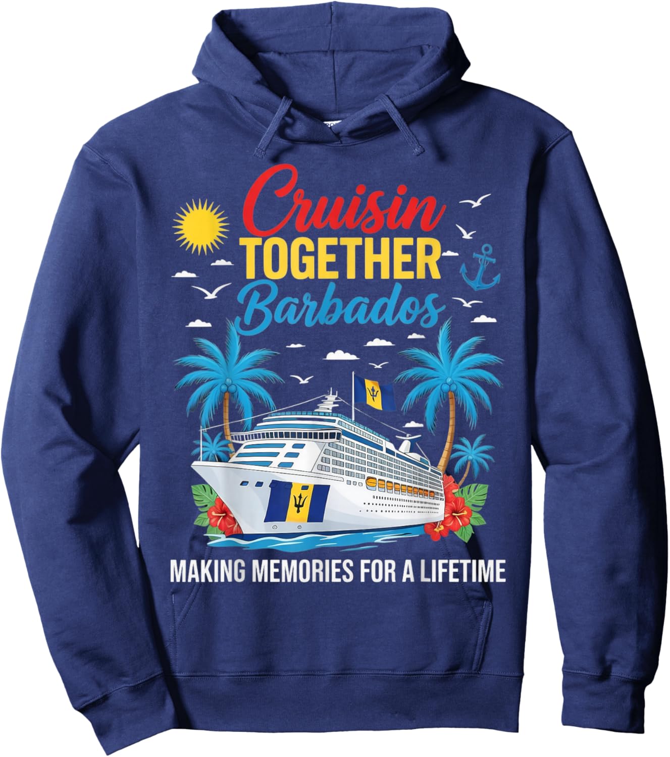 Cruisin Together Barbados Barbadian Bajan Flag Barbados Hoodie - Hoodie | Navy