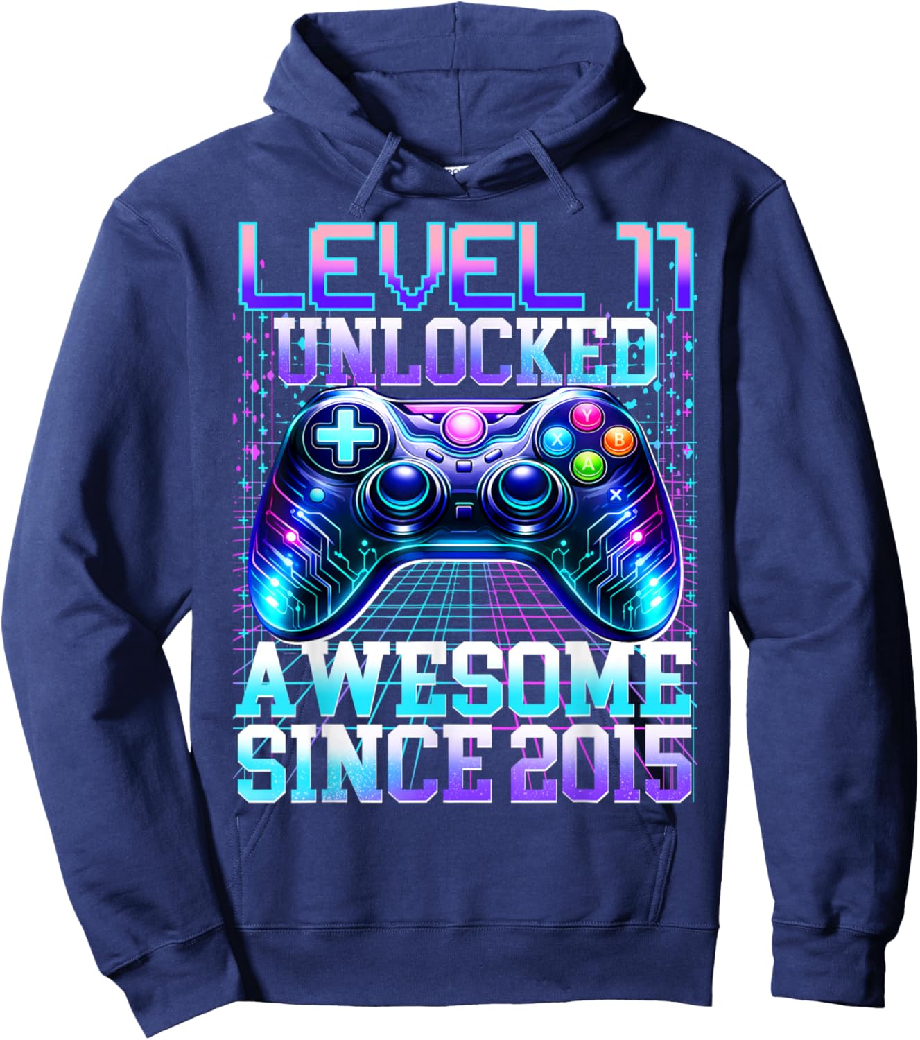 11th Birthday Boys Gamer Level 11 Unlocked Awesome 2015 Bday Hoodie - Hoodie | Navy