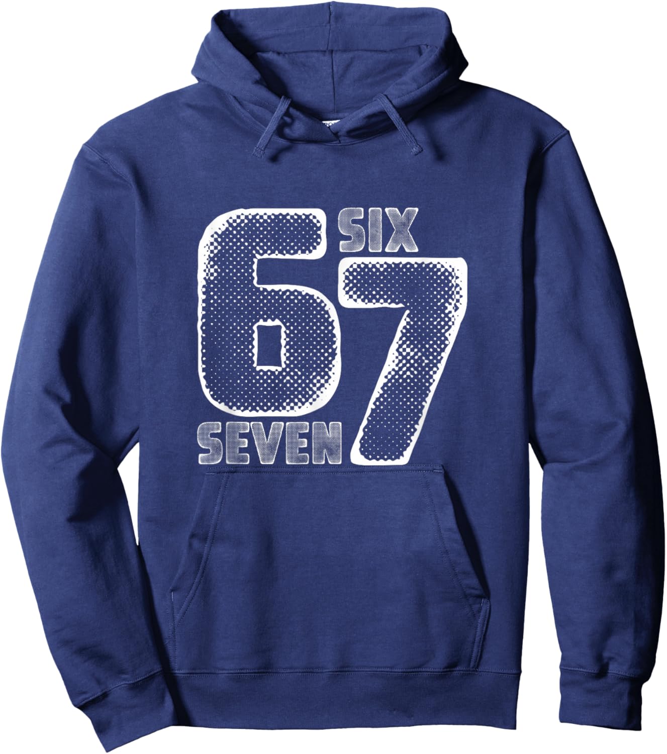 Six Seven Retro Meme 67 Number Design Hoodie - Hoodie | Navy