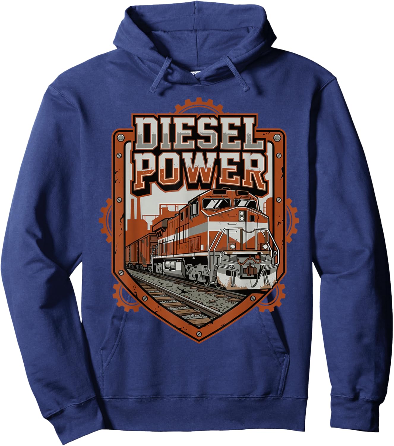 Diesel Power Freight Train Industrial Locomotive Railfan Hoodie - Hoodie | Navy