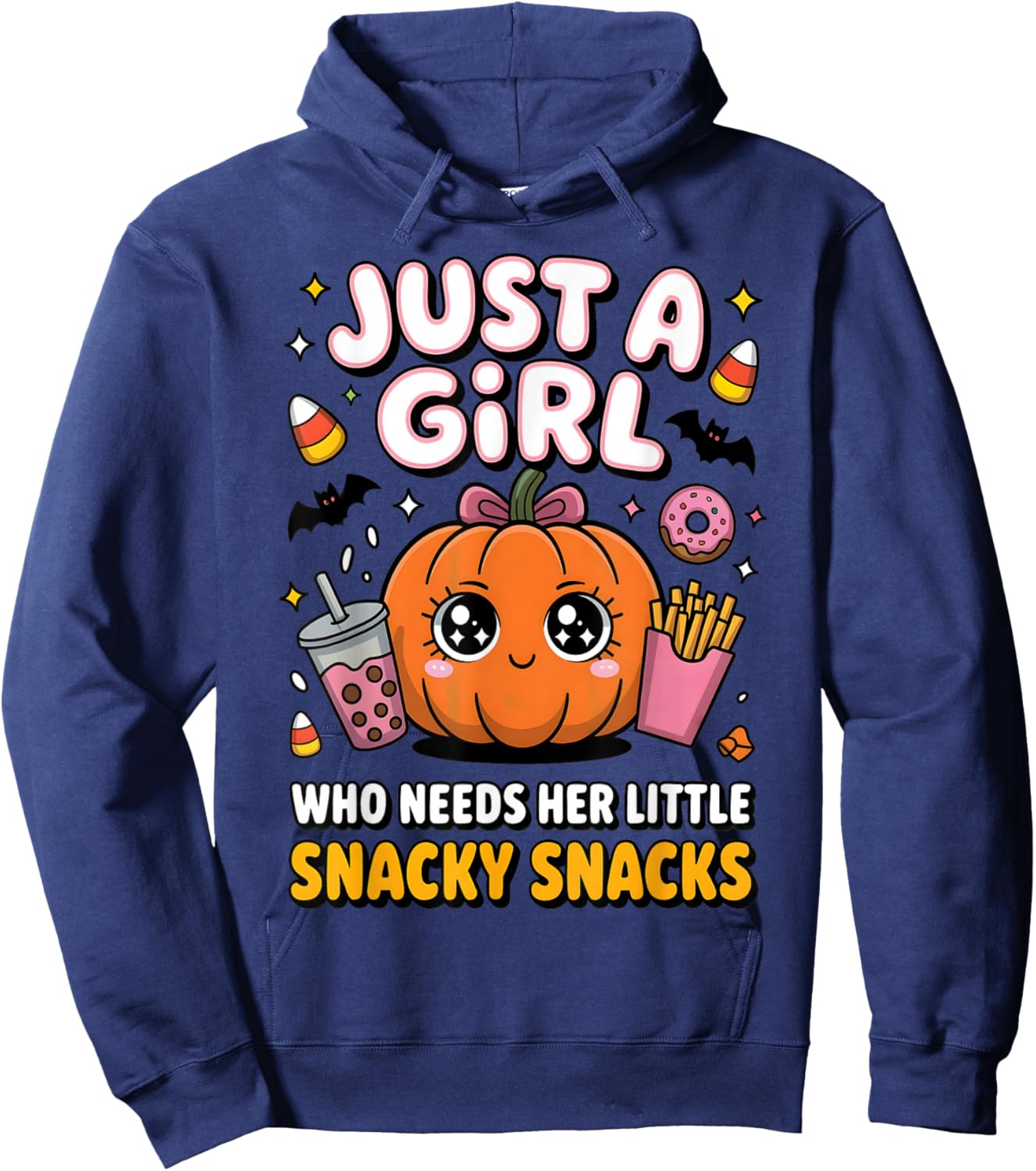 Just a Girl Snacky Snacks Shirt Halloween Food Lover Gifts Hoodie - Hoodie | Navy