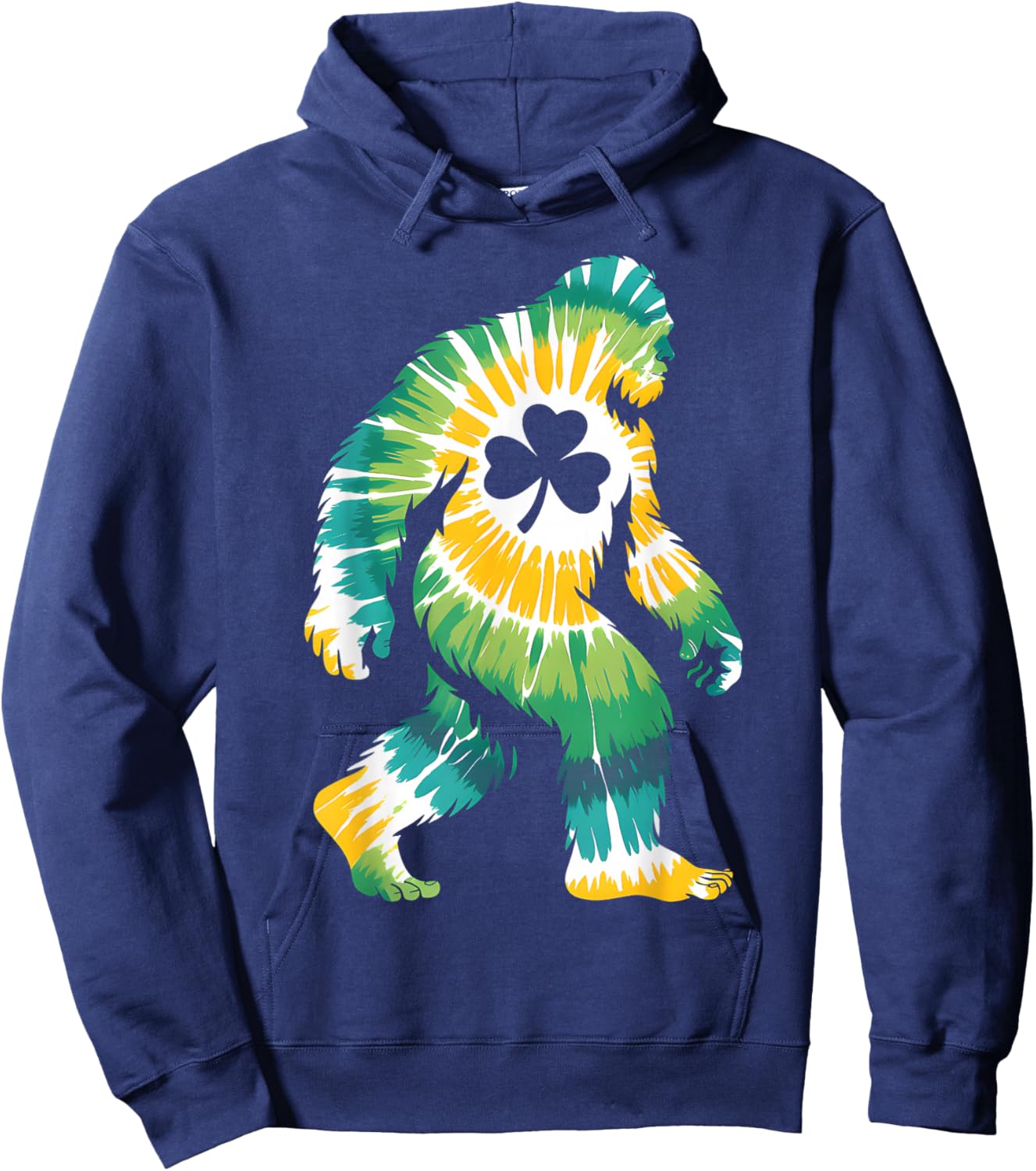 Tie Dye St Patricks Day Bigfoot Sasquatch Shamrock Funny Hoodie - Hoodie | Navy