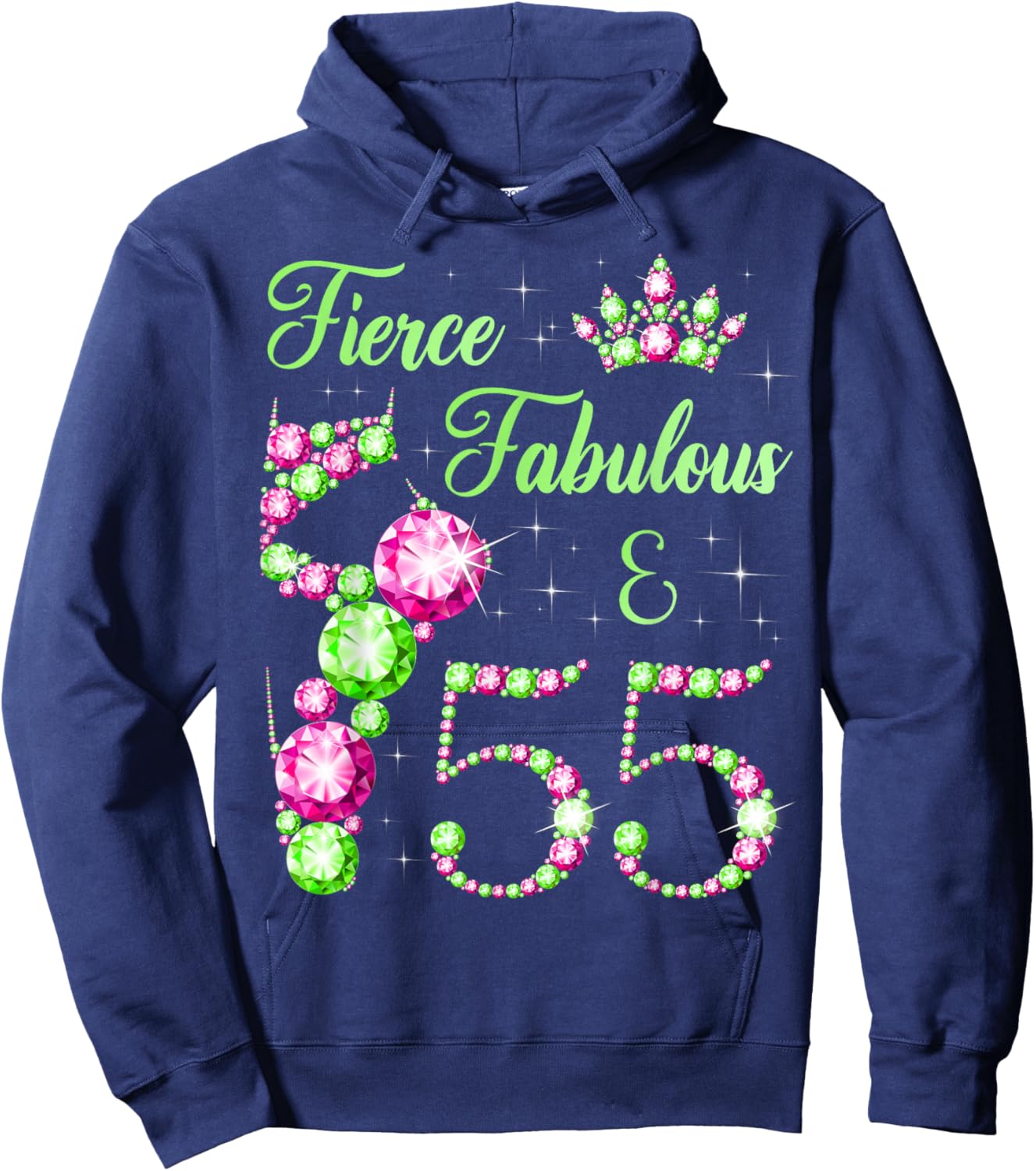 Fierce Fabulous & 55 Years 55th Birthday Party Ballerina Hoodie - Hoodie | Navy