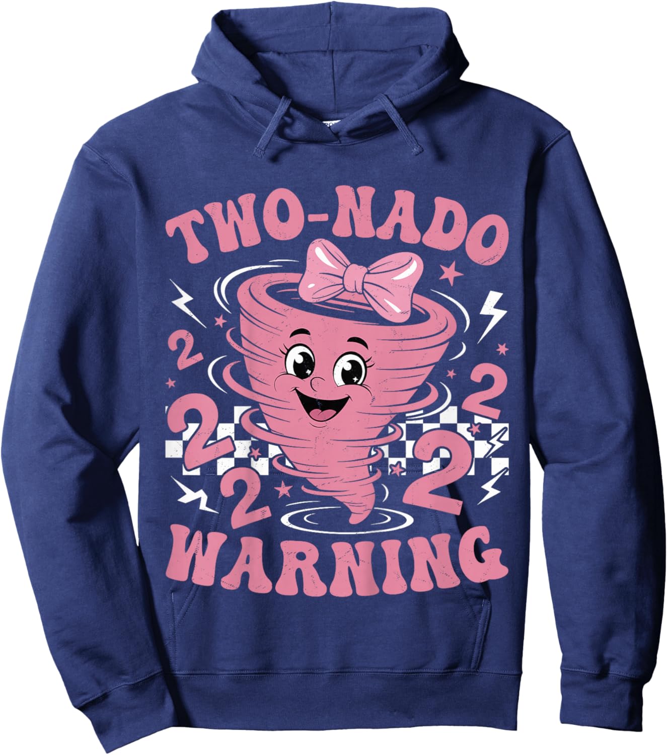 Two Nado Warning Coquette Bow 2nd Birthday 2 Year Old Girls Hoodie - Hoodie | Navy