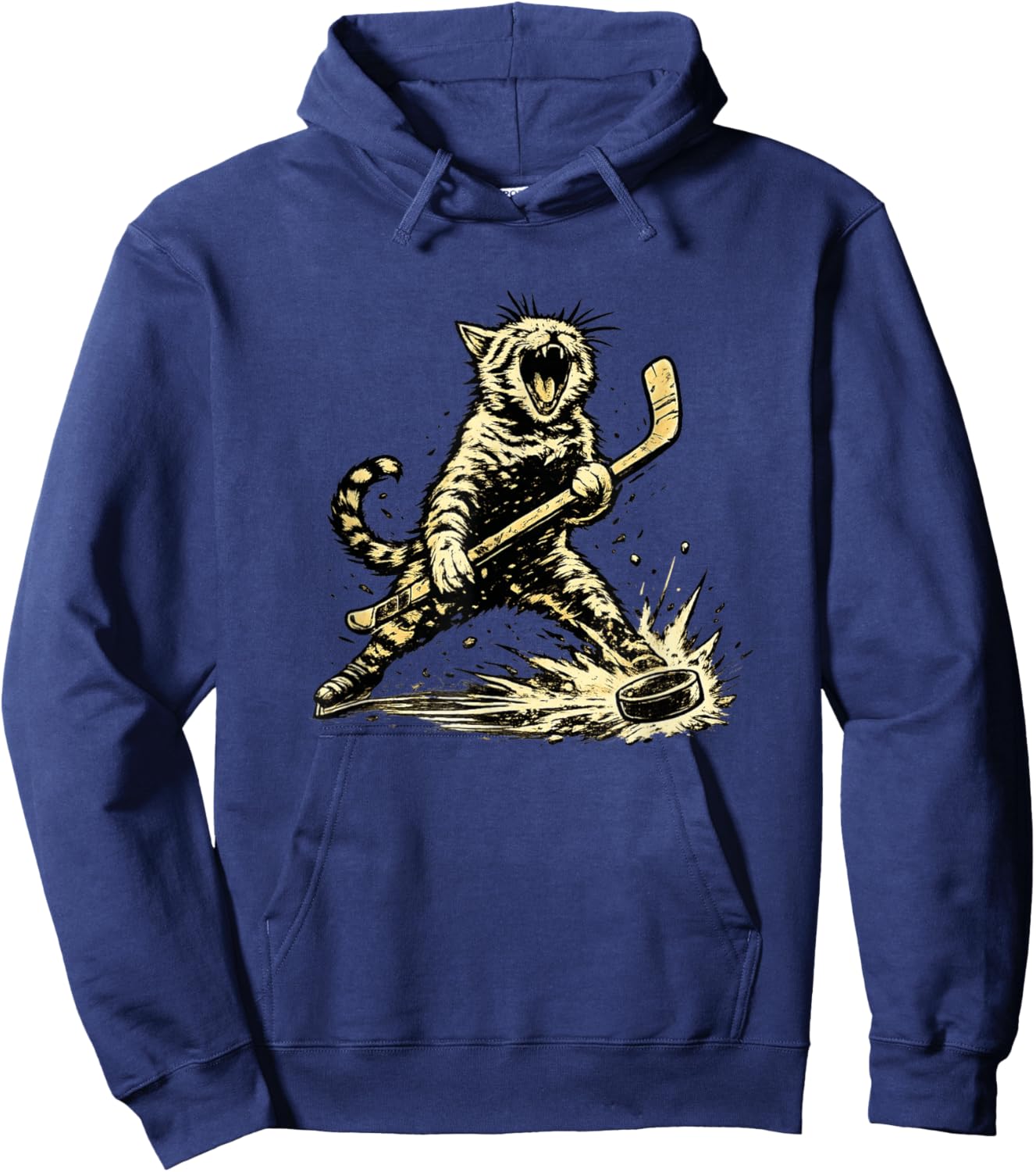 Cat Playing Ice Hockey Graphic Love Hockey Sports Cats Hoodie - Hoodie | Navy