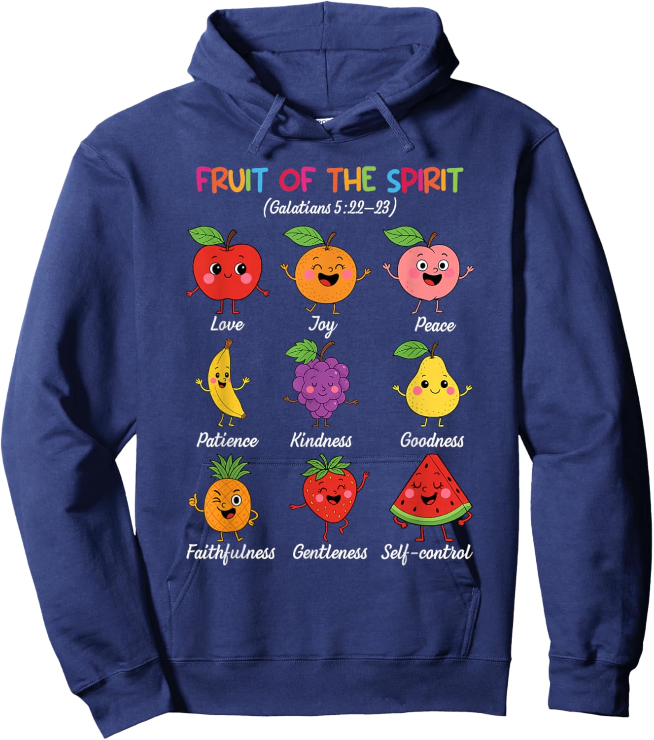 Fruit of The Spirit Christian Faith Religious Bible Verse Hoodie - Hoodie | Navy