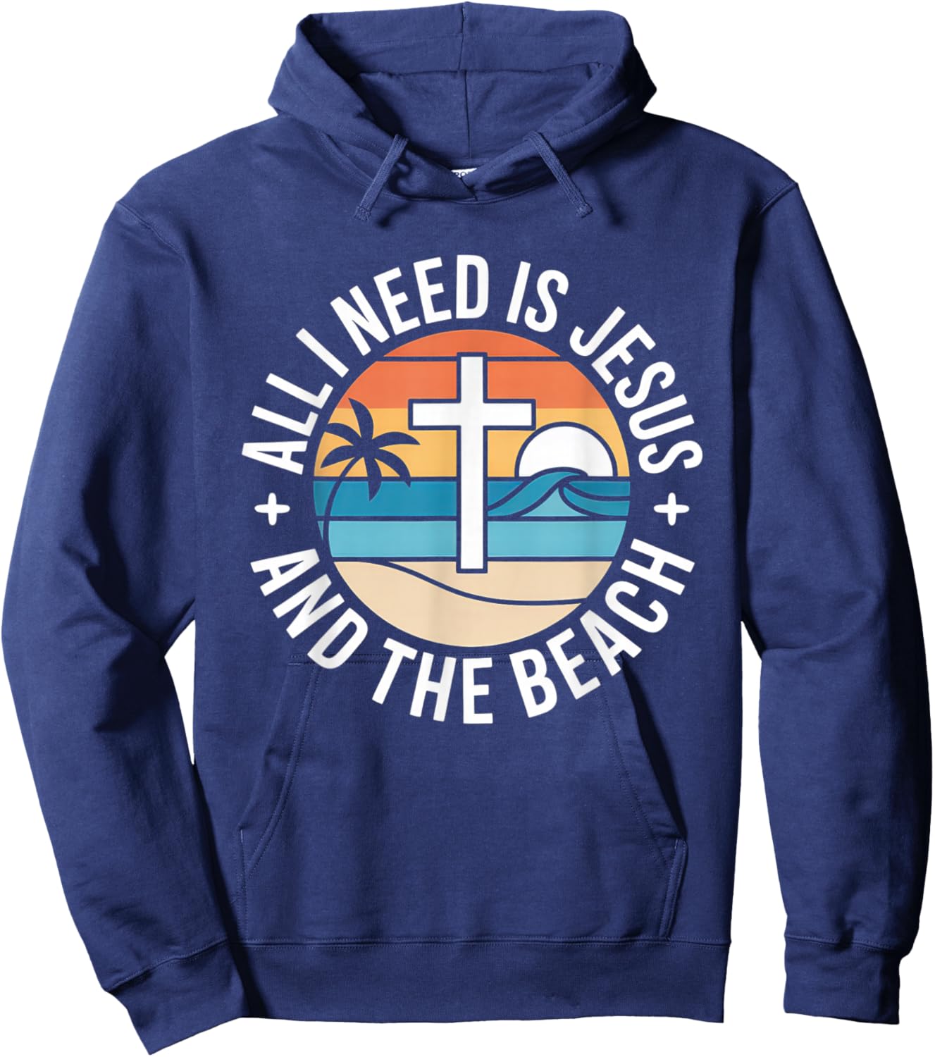 All I Need Jesus and The Beach Funny Christian Sun Vacation Hoodie - Hoodie | Navy