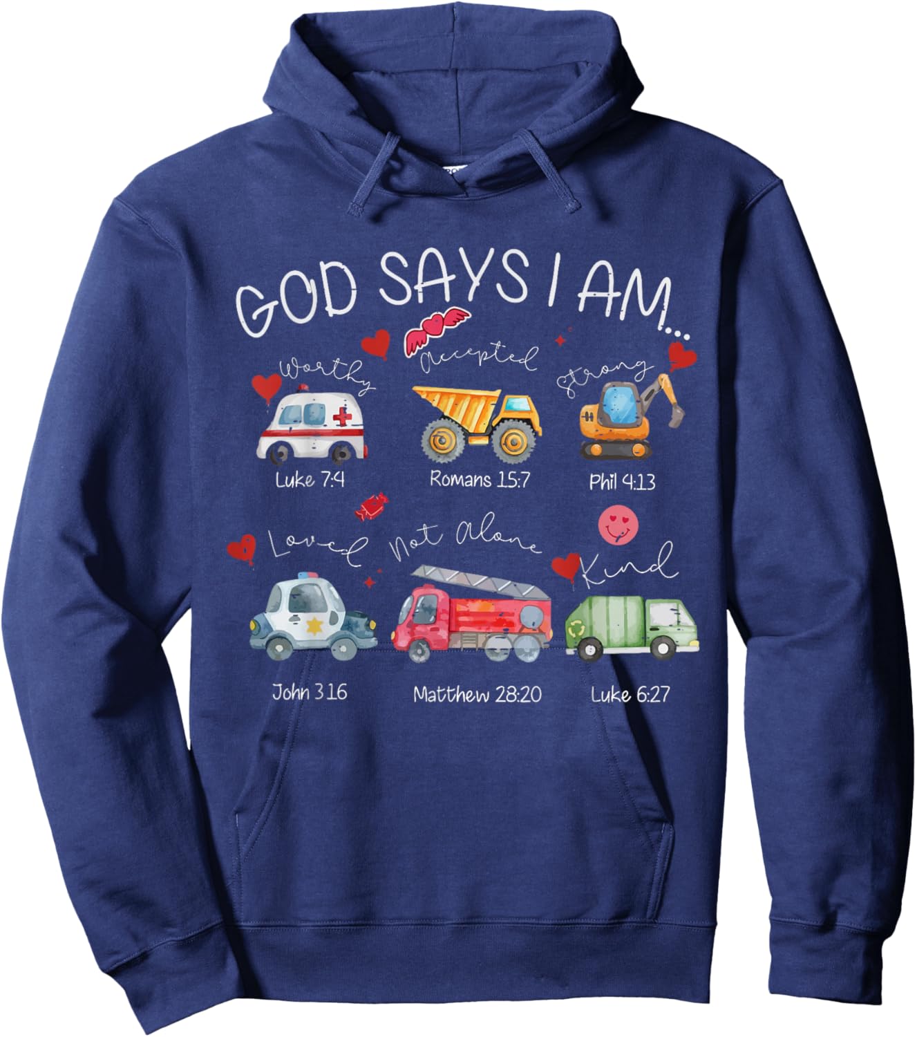 Funny God Says I Am Christian Valentine Vehicle Toddler Boys Hoodie - Hoodie | Navy