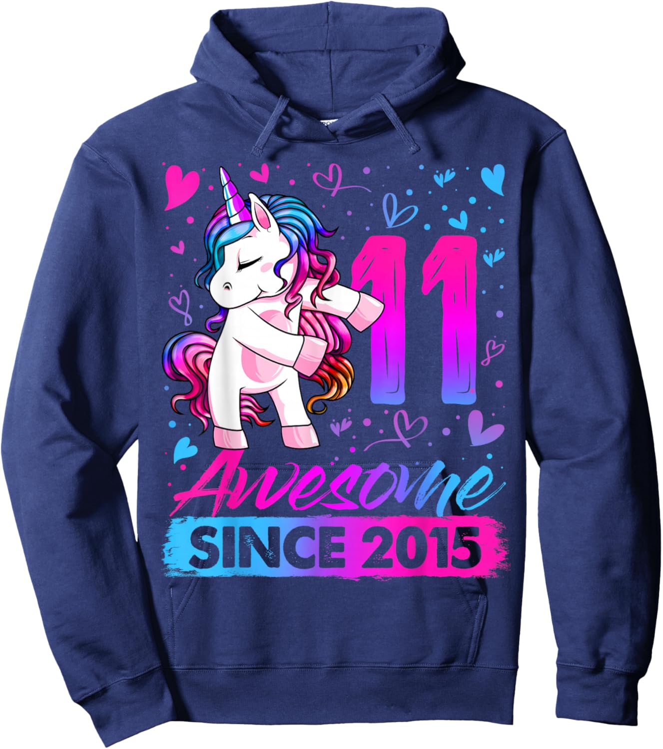 11th Birthday Shirt Girl 11 Year Old Gifts 11 Birthday Girl Hoodie - Hoodie | Navy
