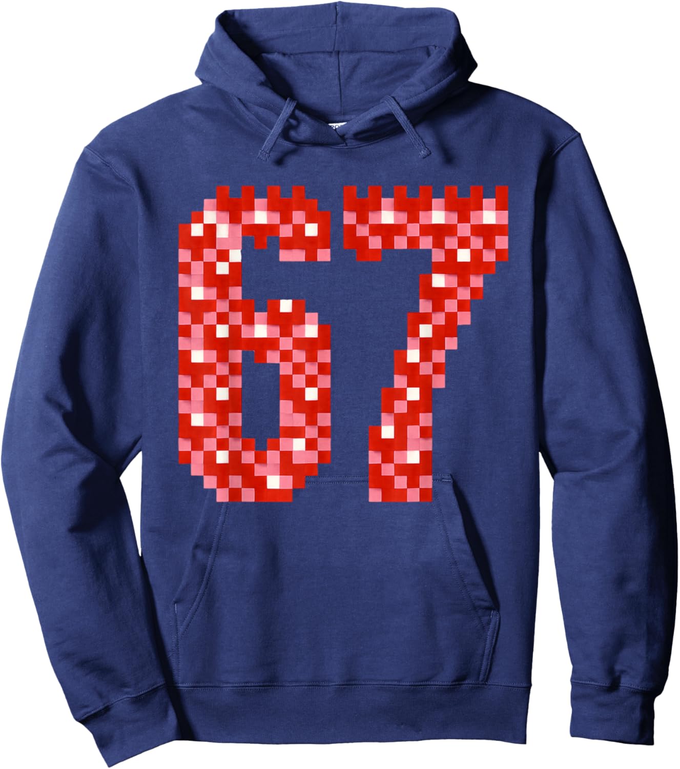 67 Valentine's Day Pixel Heart Mosaic Cute Six Seven Meme Hoodie - Hoodie | Navy