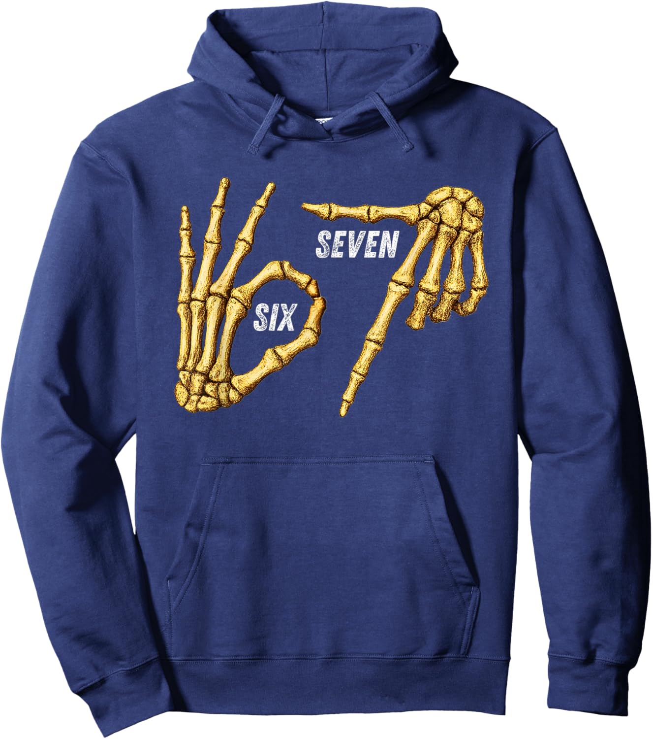 67 Skeleton Hands Six Seven Gen Alpha Halloween Meme Hoodie - Hoodie | Navy