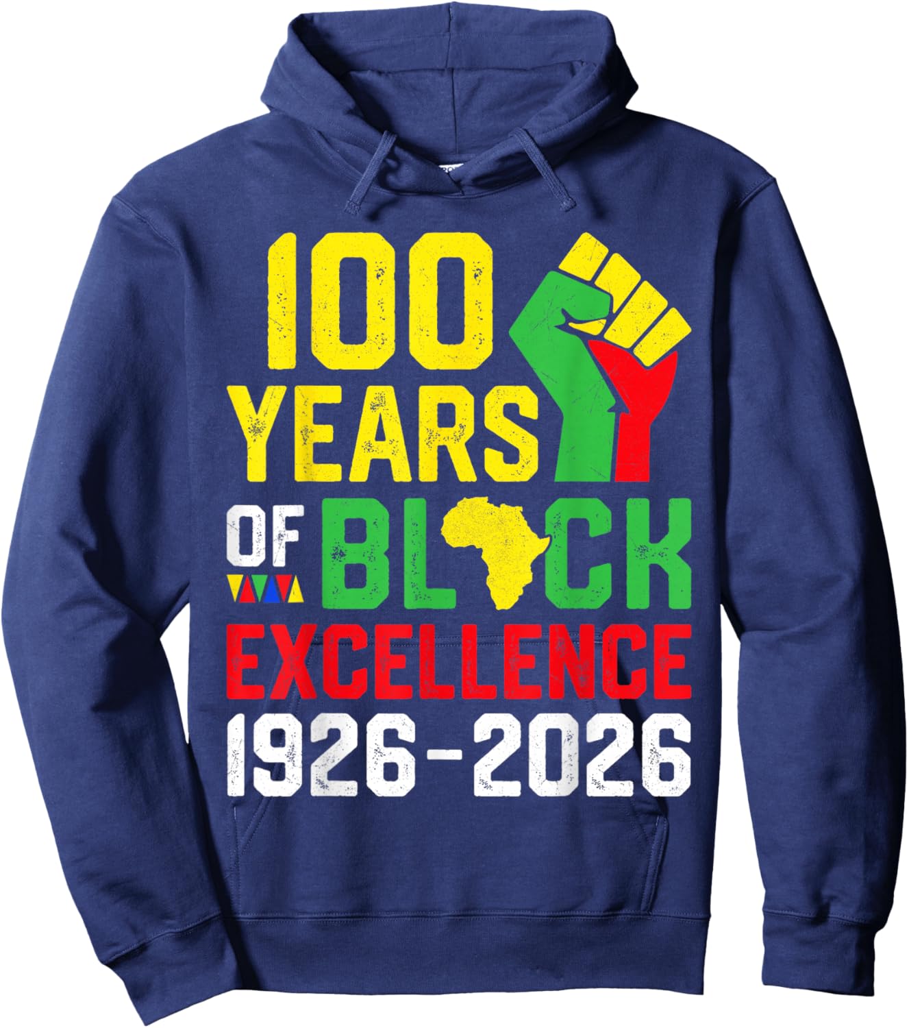 100 Years of Black Excellence Centennial Black History Month Hoodie - Hoodie | Navy