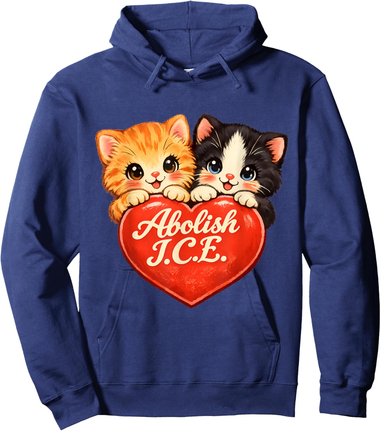 Abolish ICE Cat Valentines Day Hoodie - Hoodie | Navy