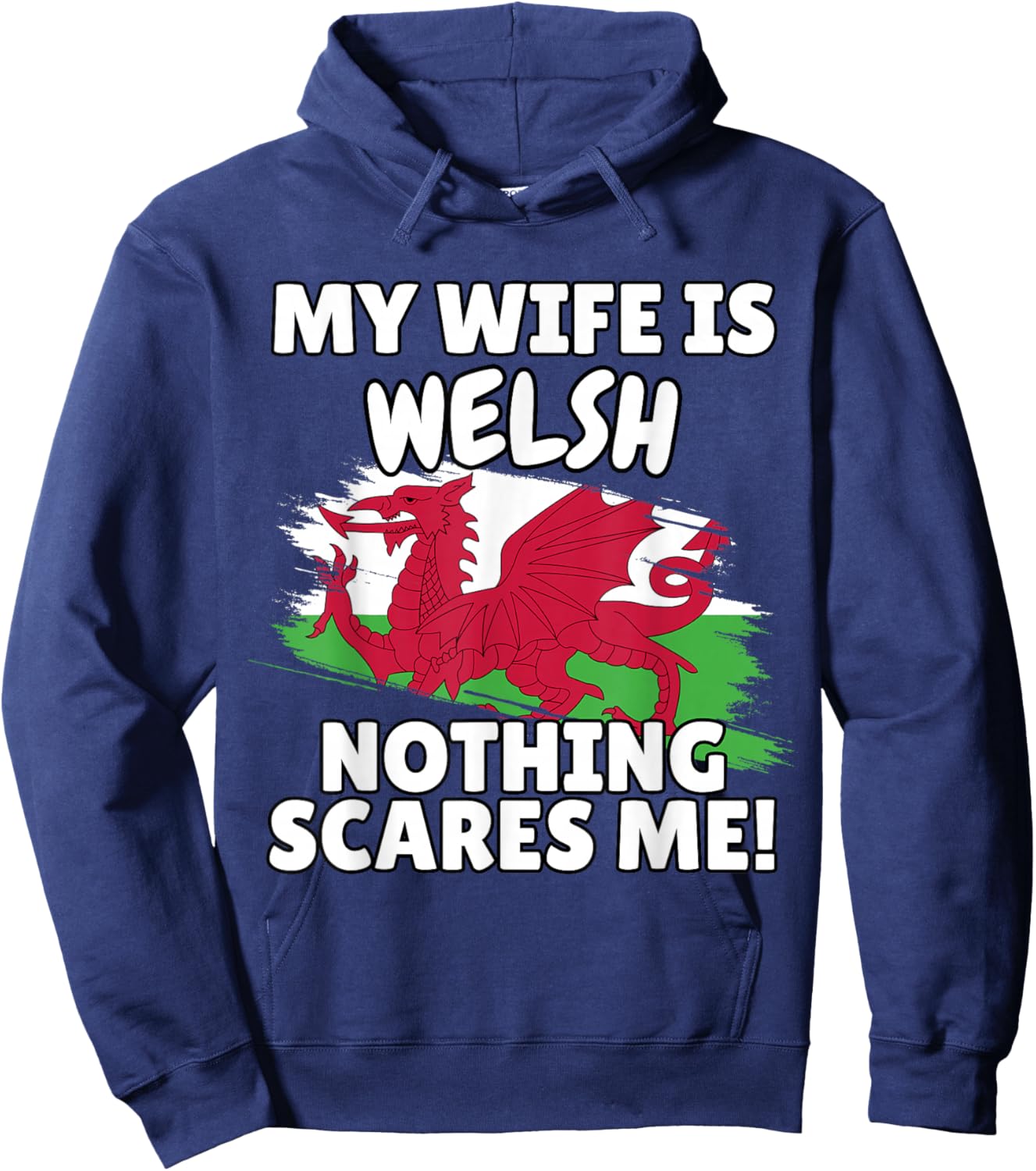 My Wife is Welsh Funny Wales Flag Gift Husband Hoodie - Hoodie | Navy