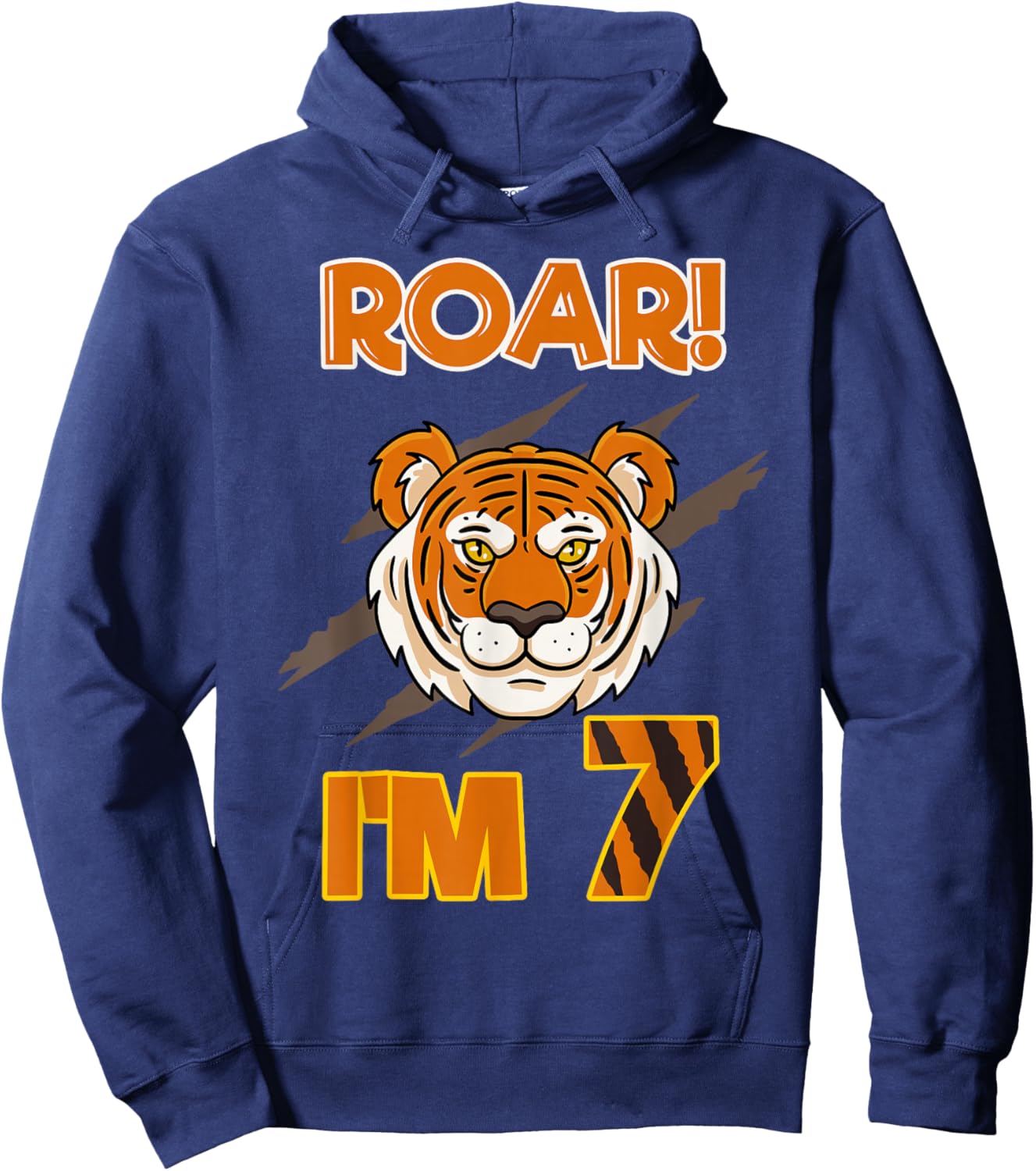 Tiger 7th Birthday Party Jungle Zoo Zookeeper Animal Lover Hoodie - Hoodie | Navy