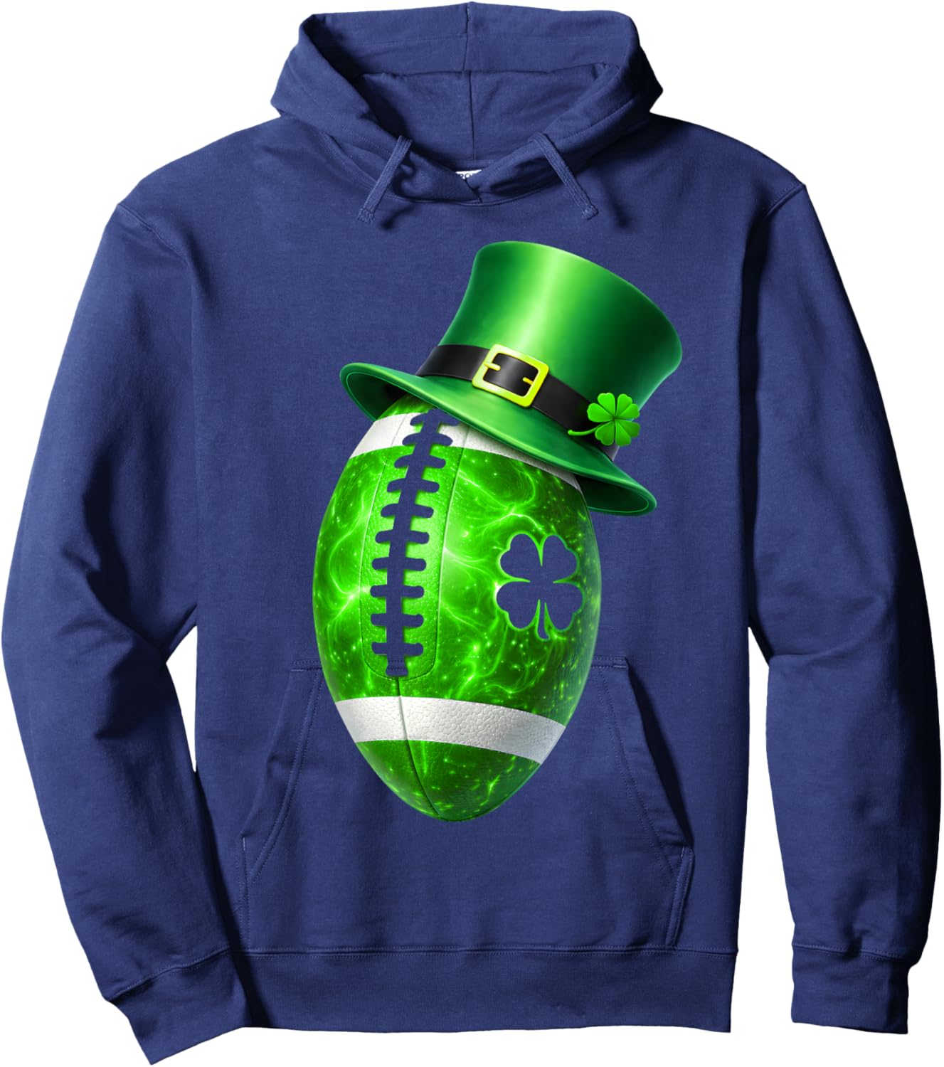 Funny Shamrock Leprechaun Football St Patricks Men Boy Kid Hoodie - Hoodie | Navy
