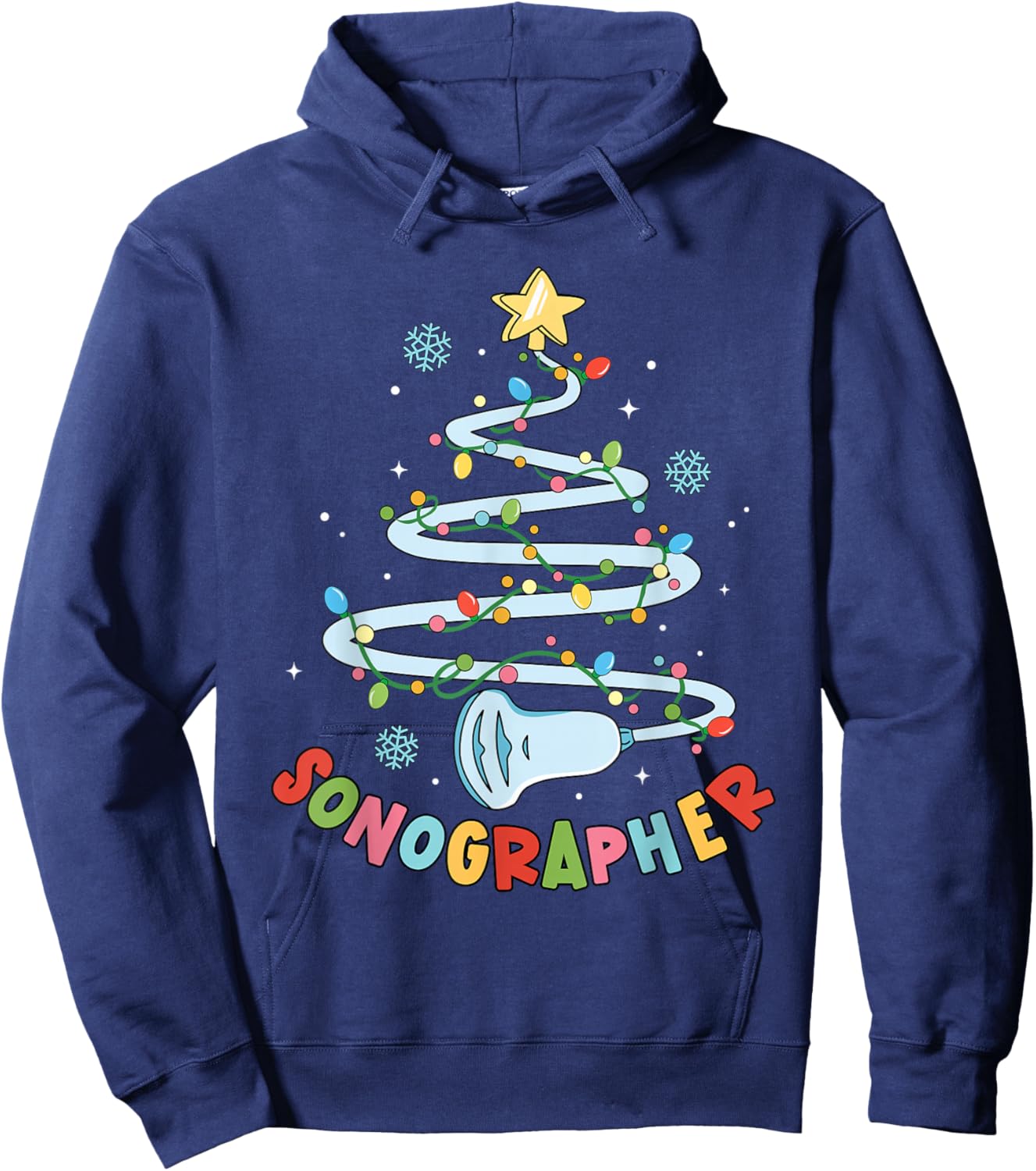 Funny Sonographer Christmas Tree Ultrasound Matching Group Hoodie - Hoodie | Navy