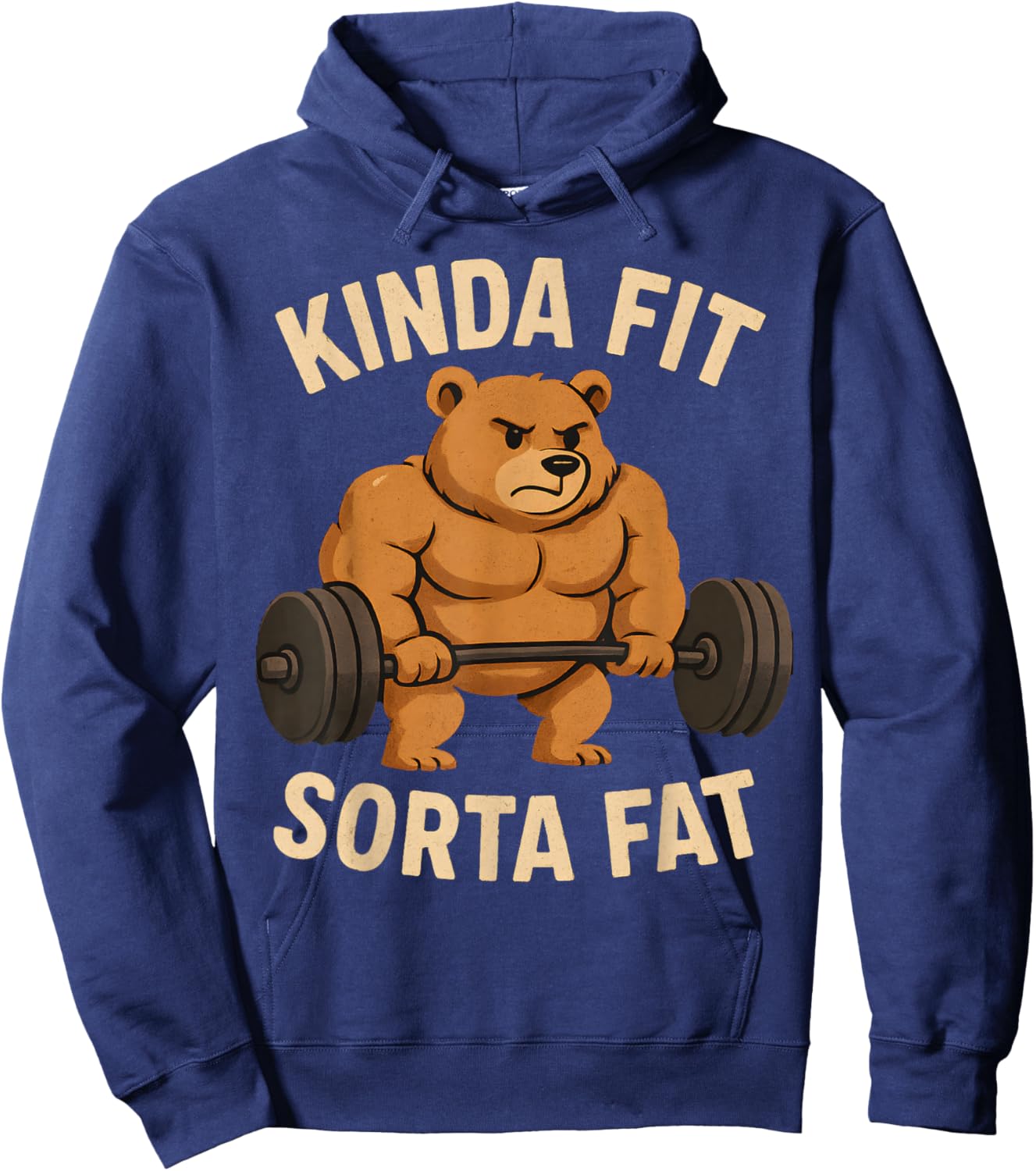 Kinda Fit Sorta Fat Funny Gym Workout Fitness Bear Hoodie - Hoodie | Navy