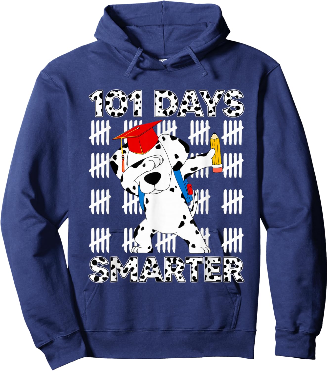 100 Days School Dabbing Dalmatian Dog Teachers Kids Teen Hoodie - Hoodie | Navy