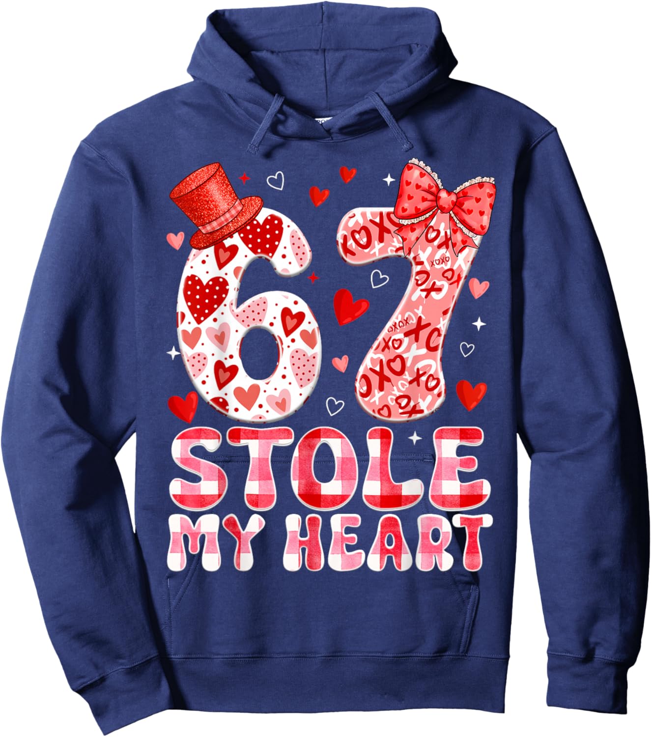 67 Valentines Stole My Heart Six Seven Meme 6 7 Women Kid Hoodie - Hoodie | Navy
