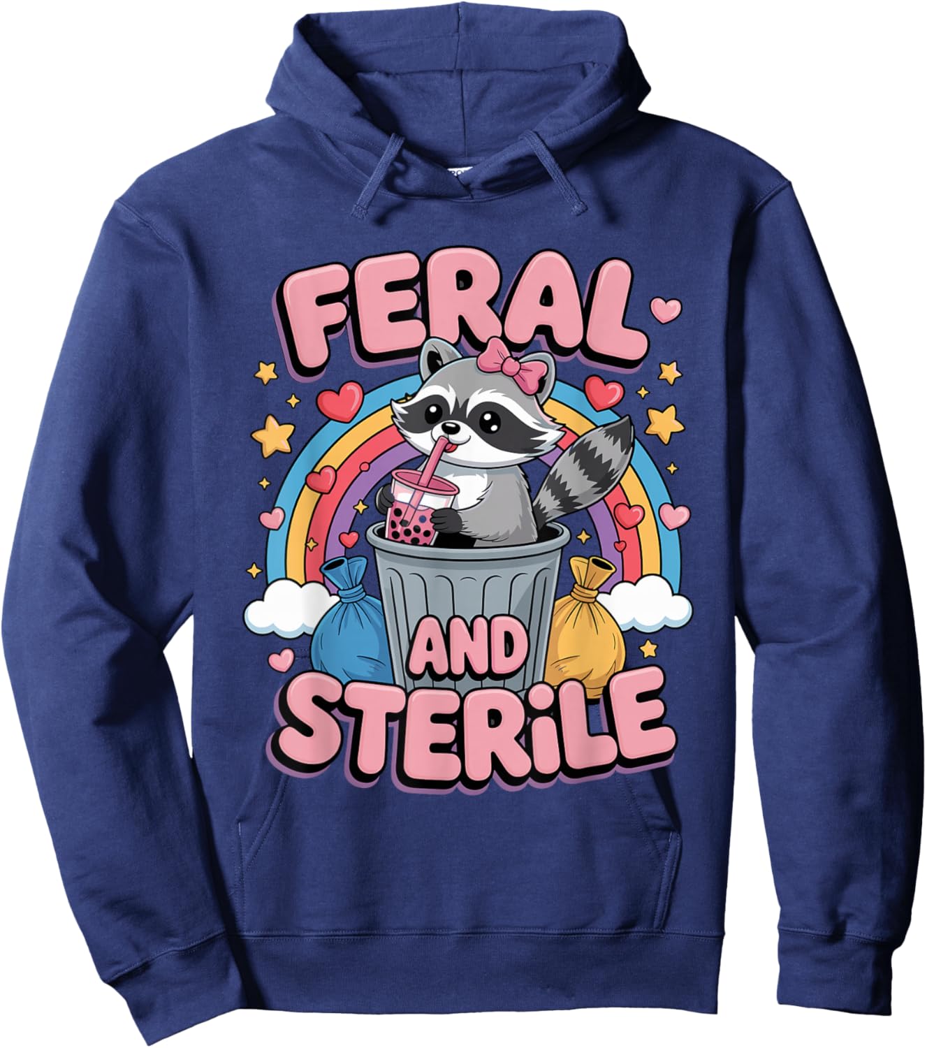 Feral and Sterile Meme Hysterectomy Surgery Uterus Removal Hoodie - Hoodie | Navy