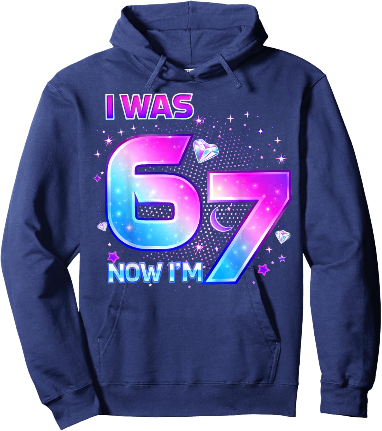 I was 6 Now I'm 7 Six Seven 7 Years Old Birthday Girl Kpop Hoodie - Hoodie | Navy