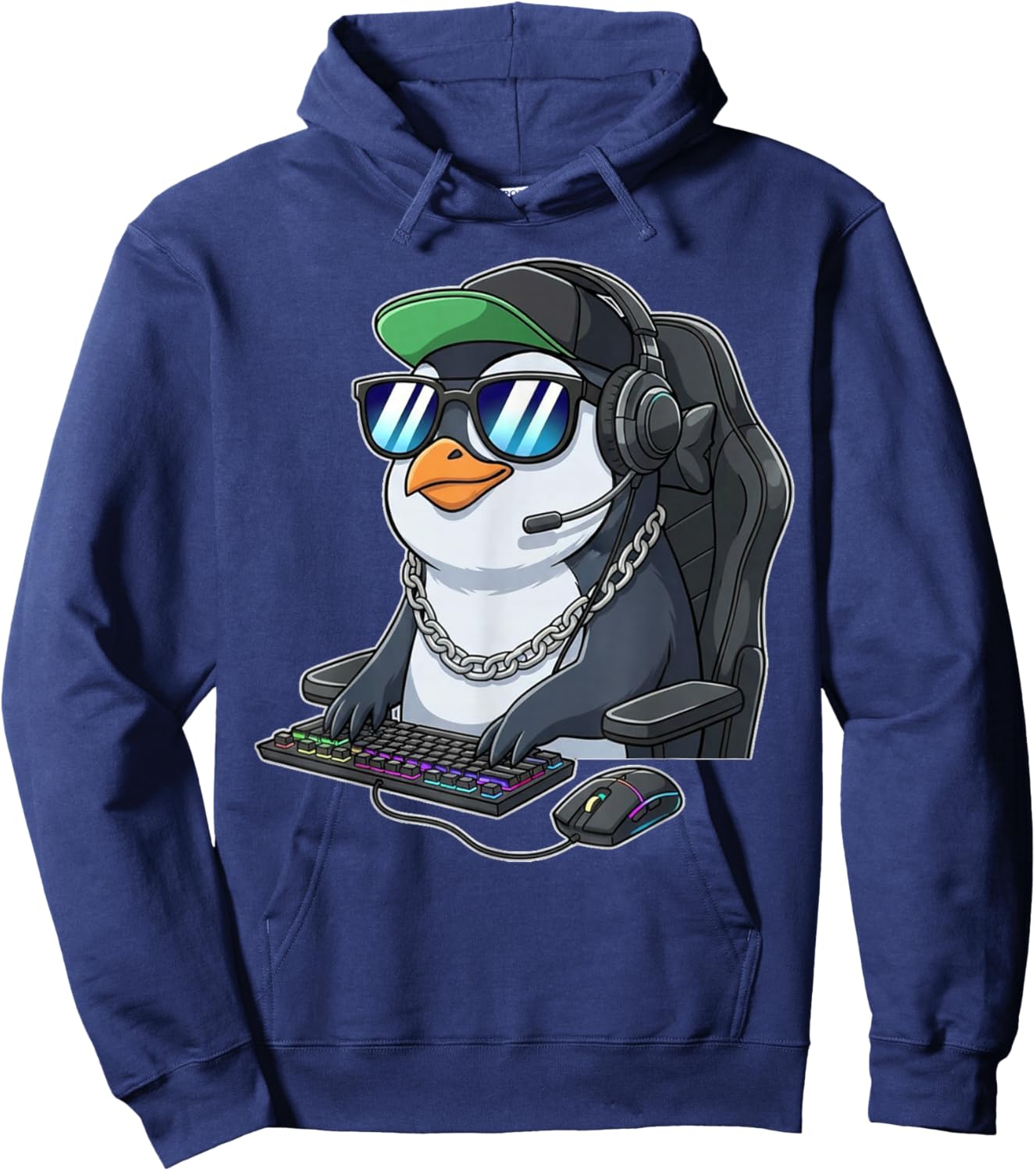 Penguin Gamer Funny Gaming Penguins Play Video Game Lover Hoodie - Hoodie | Navy